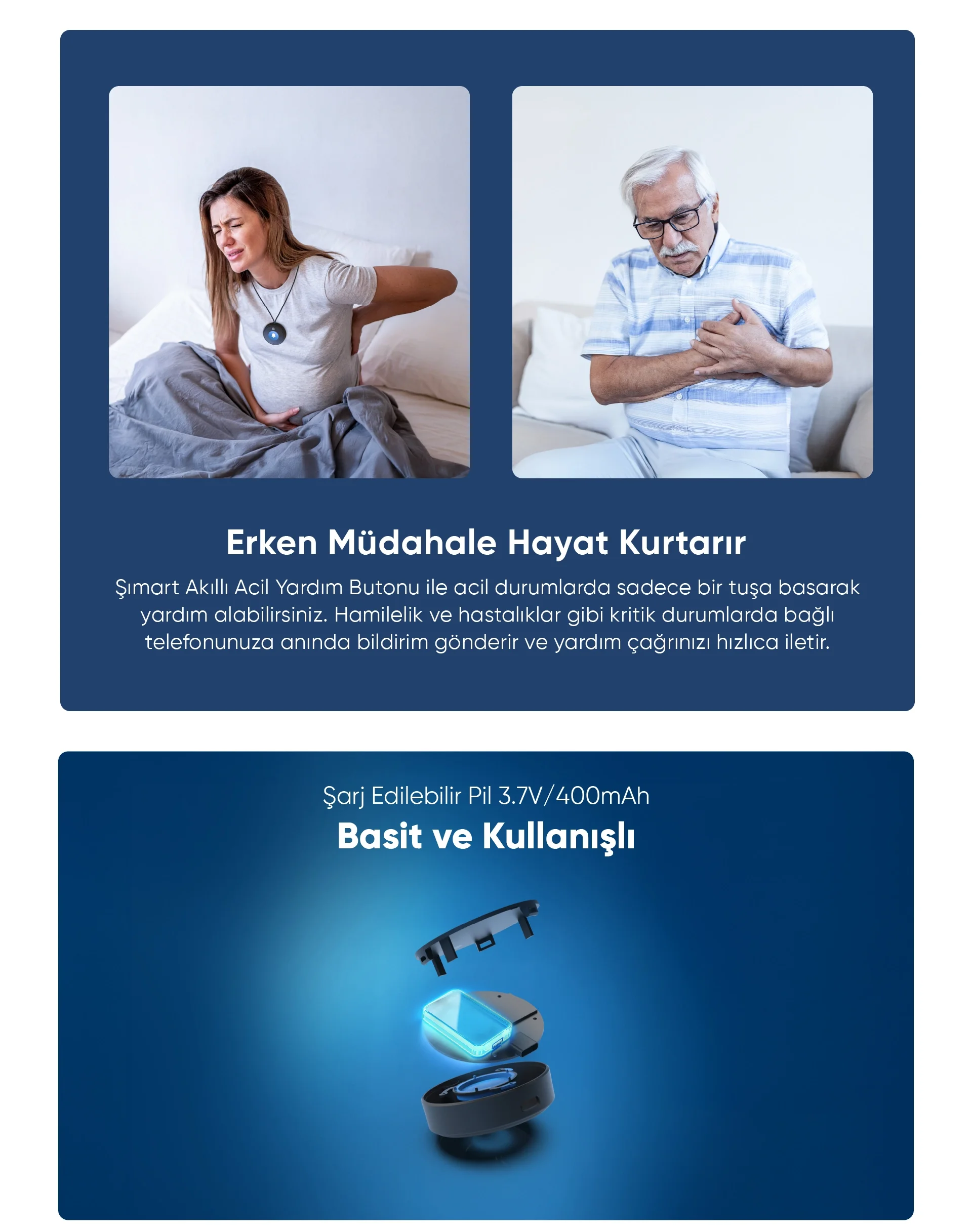 Akıllı Acil Yardım Butonu - Akıllı Acil Yardım Butonu, Akıllı ev cihazı, IoT teknolojisi, Akıllı telefon kontrolü, Enerji tasarrufu IoT, Güvenlik IoT ürünü, Akıllı yaşam teknolojisi, Evinizi akıllandırın, IoT ile akıllı ev, Akıllı ev otomasyonu
