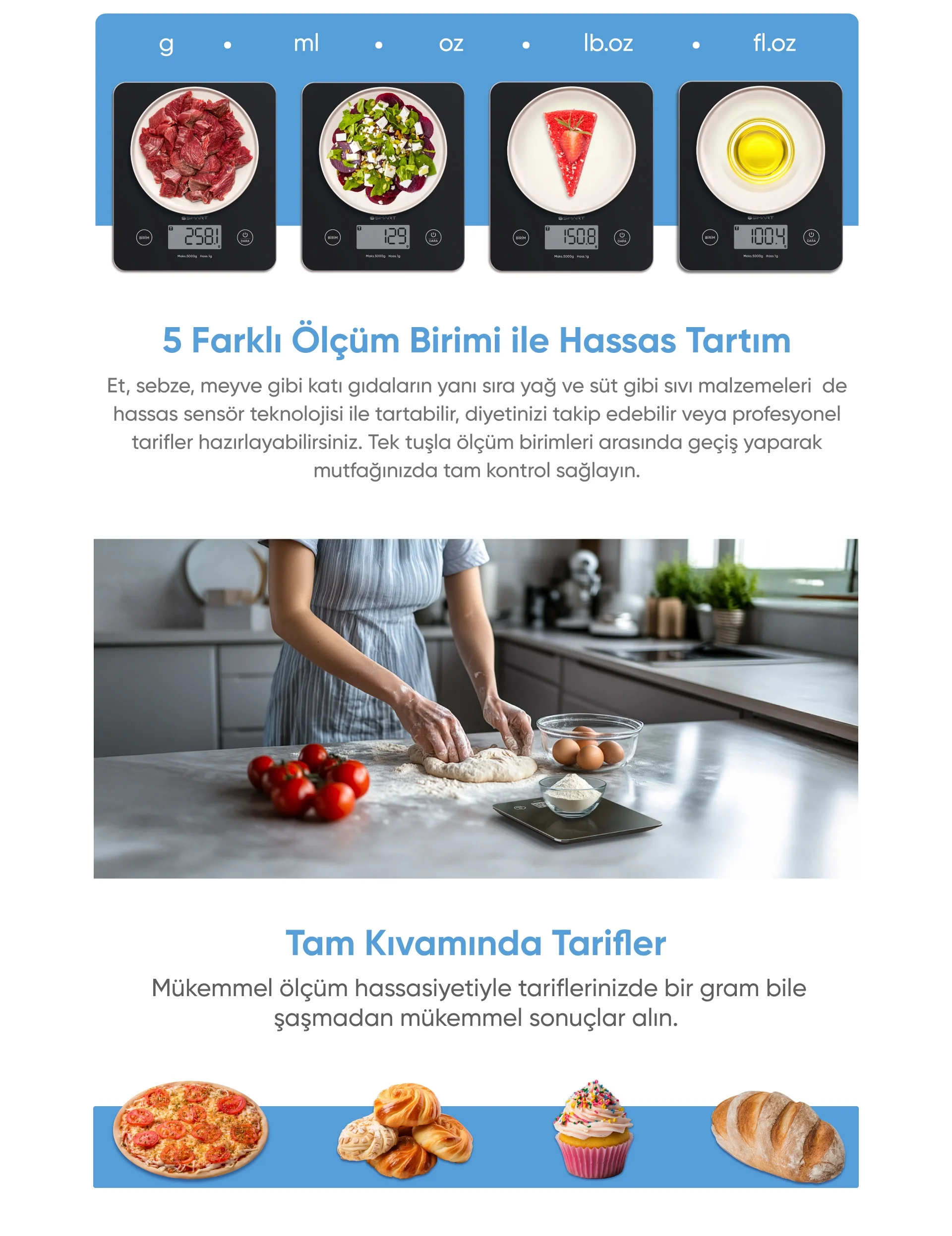 Akıllı Mutfak Terazisi - hassas terazi, mutfak terazisi, şımart akıllı mutfak terazisi