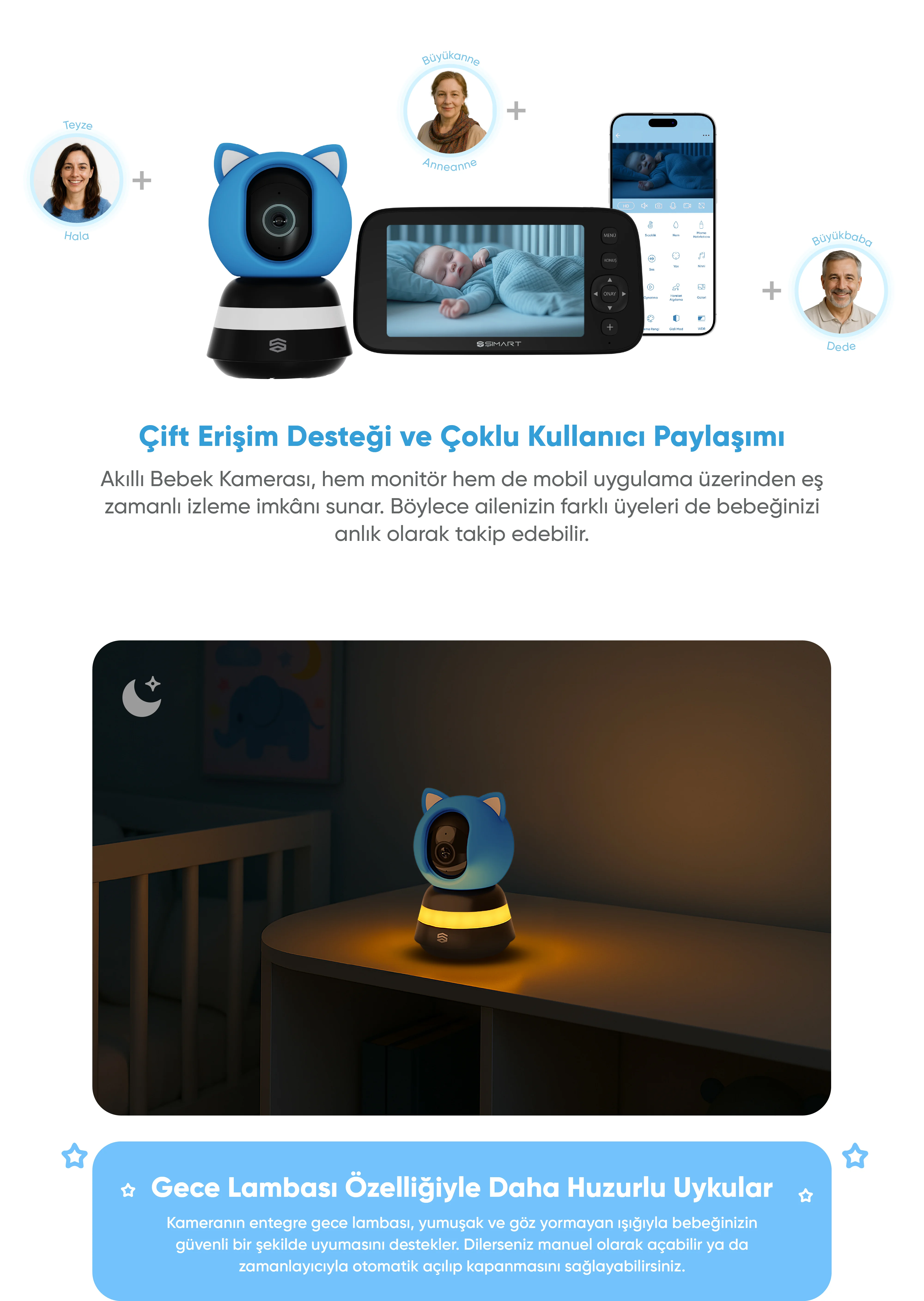 Akıllı Bebek Kamerası - görüntülü bebek kamerası, bebek izleme kamerası, wifi bebek kamerası, bebek telsizi kameralı, bebek monitörü, ağlama algılayan bebek kamerası, akıllı bebek kamerası satın al