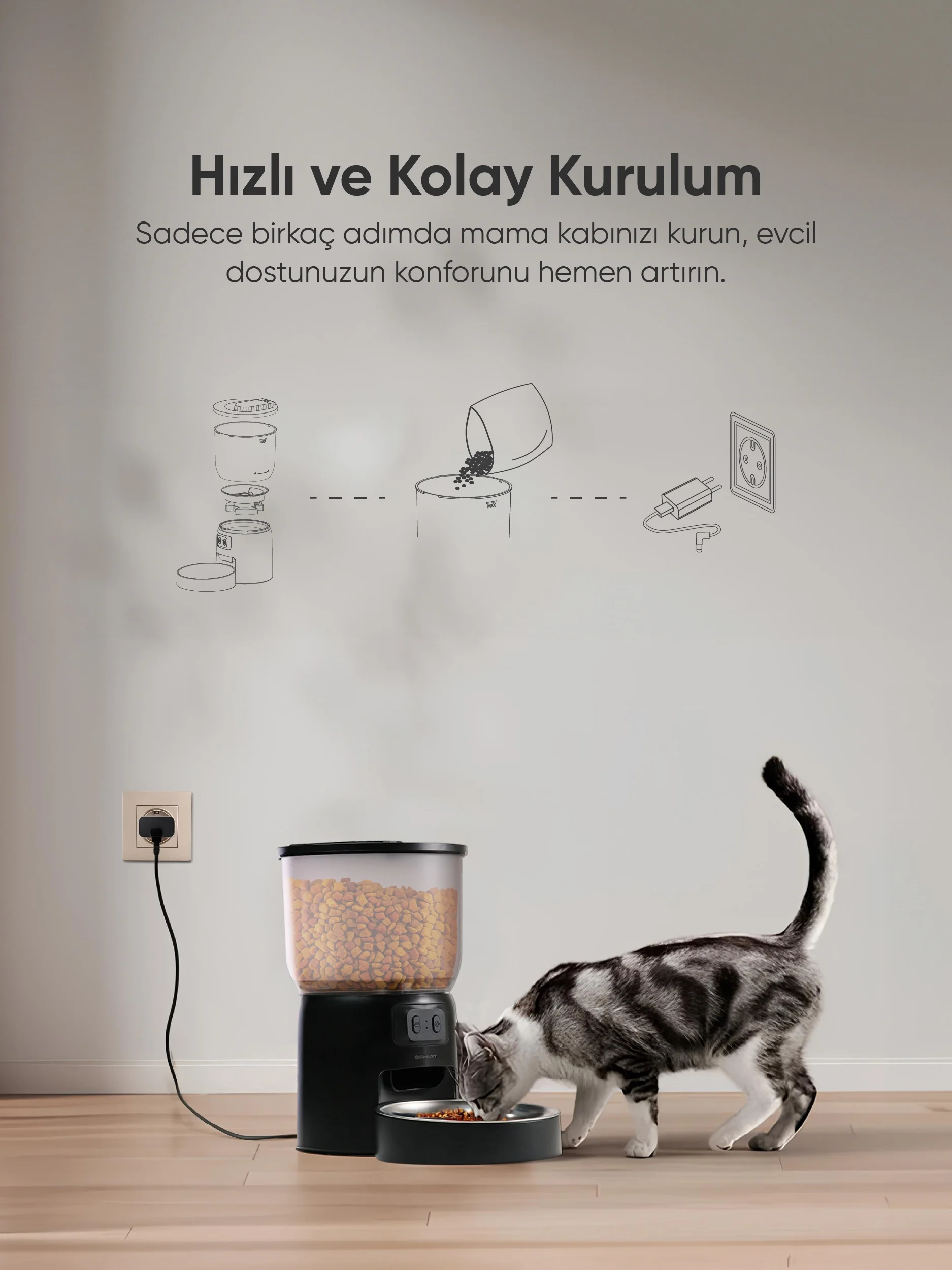 Akıllı Mama Kabı - Akıllı Mama Kabı, Akıllı ev cihazı, IoT teknolojisi, Akıllı telefon kontrolü, Enerji tasarrufu IoT, Güvenlik IoT ürünü, Akıllı yaşam teknolojisi, Evinizi akıllandırın, IoT ile akıllı ev, Akıllı ev otomasyonu