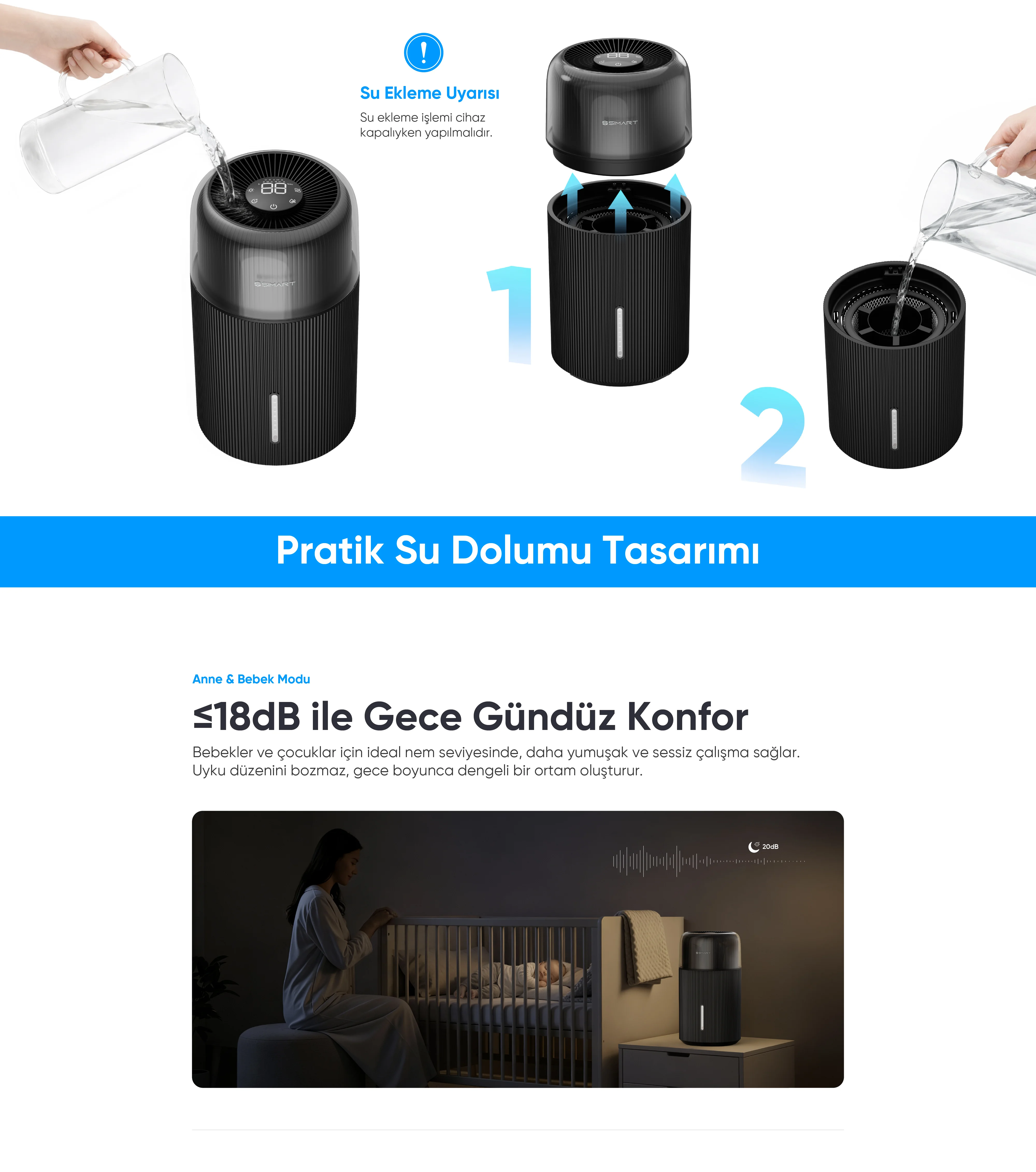 Akıllı Hava Nemlendirici - hava nemlendirme cihazı, hava nemlendirici, buhar makinesi