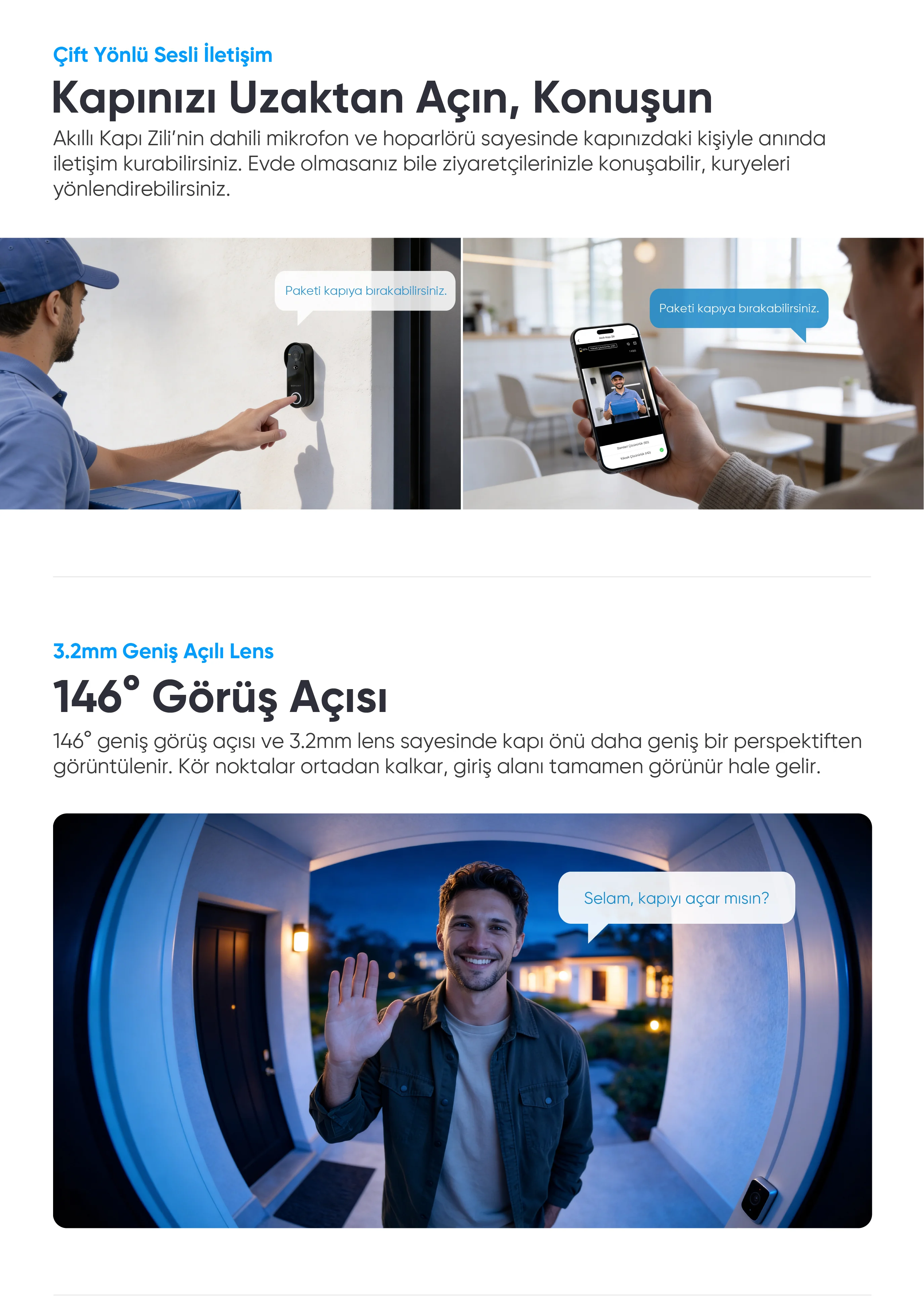 Akıllı Kapı Zili - kameralı kapı zili, wifi kapı zili, akıllı zil sistemi, kablosuz kapı zili, güvenlik kapı zili, hareket algılayan kapı zili, sesli iletişim kapı zili, şımart akıllı kapı zili