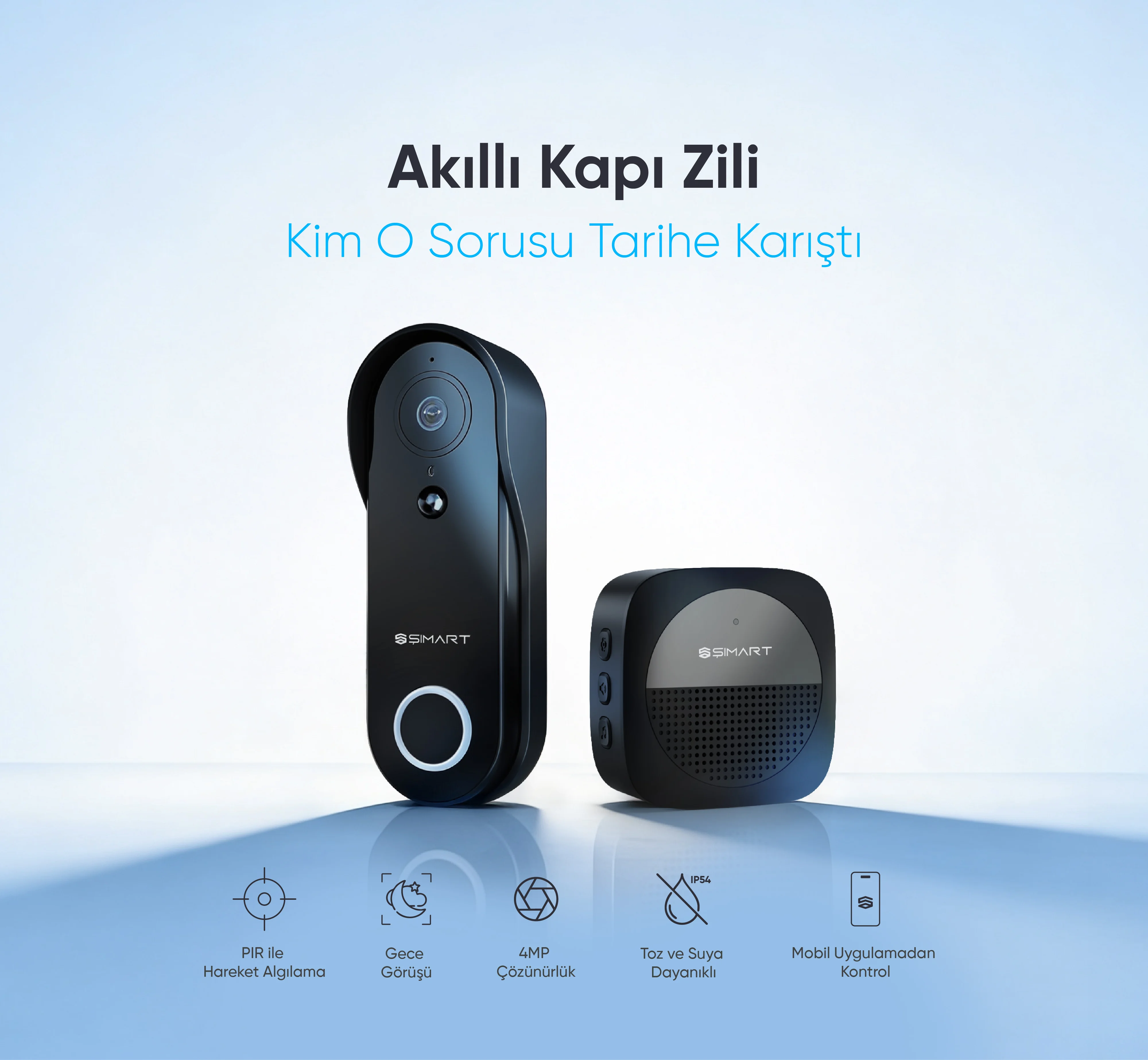 Akıllı Kapı Zili - kameralı kapı zili, wifi kapı zili, akıllı zil sistemi, kablosuz kapı zili, güvenlik kapı zili, hareket algılayan kapı zili, sesli iletişim kapı zili, şımart akıllı kapı zili