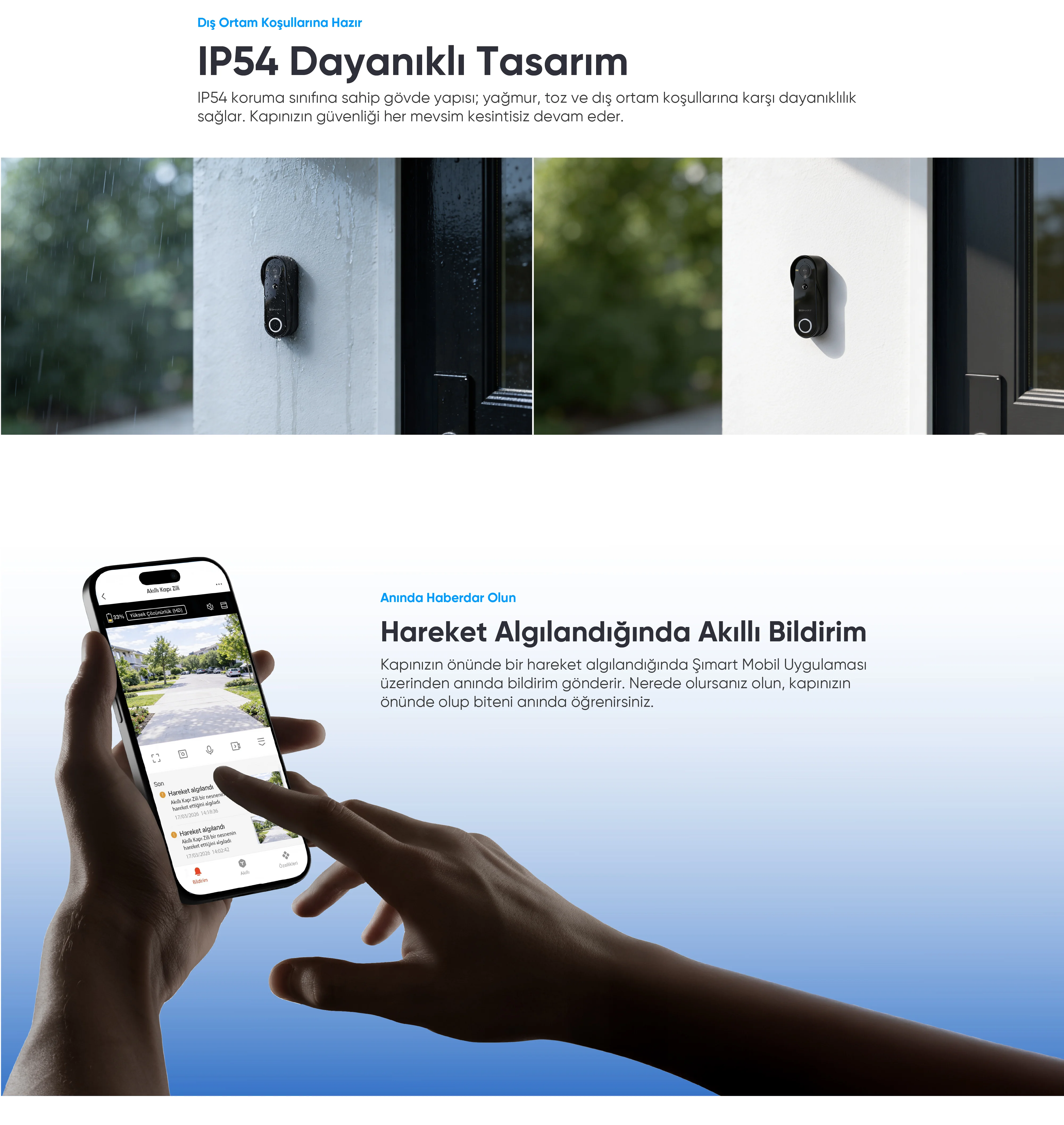 Akıllı Kapı Zili - kameralı kapı zili, wifi kapı zili, akıllı zil sistemi, kablosuz kapı zili, güvenlik kapı zili, hareket algılayan kapı zili, sesli iletişim kapı zili, şımart akıllı kapı zili