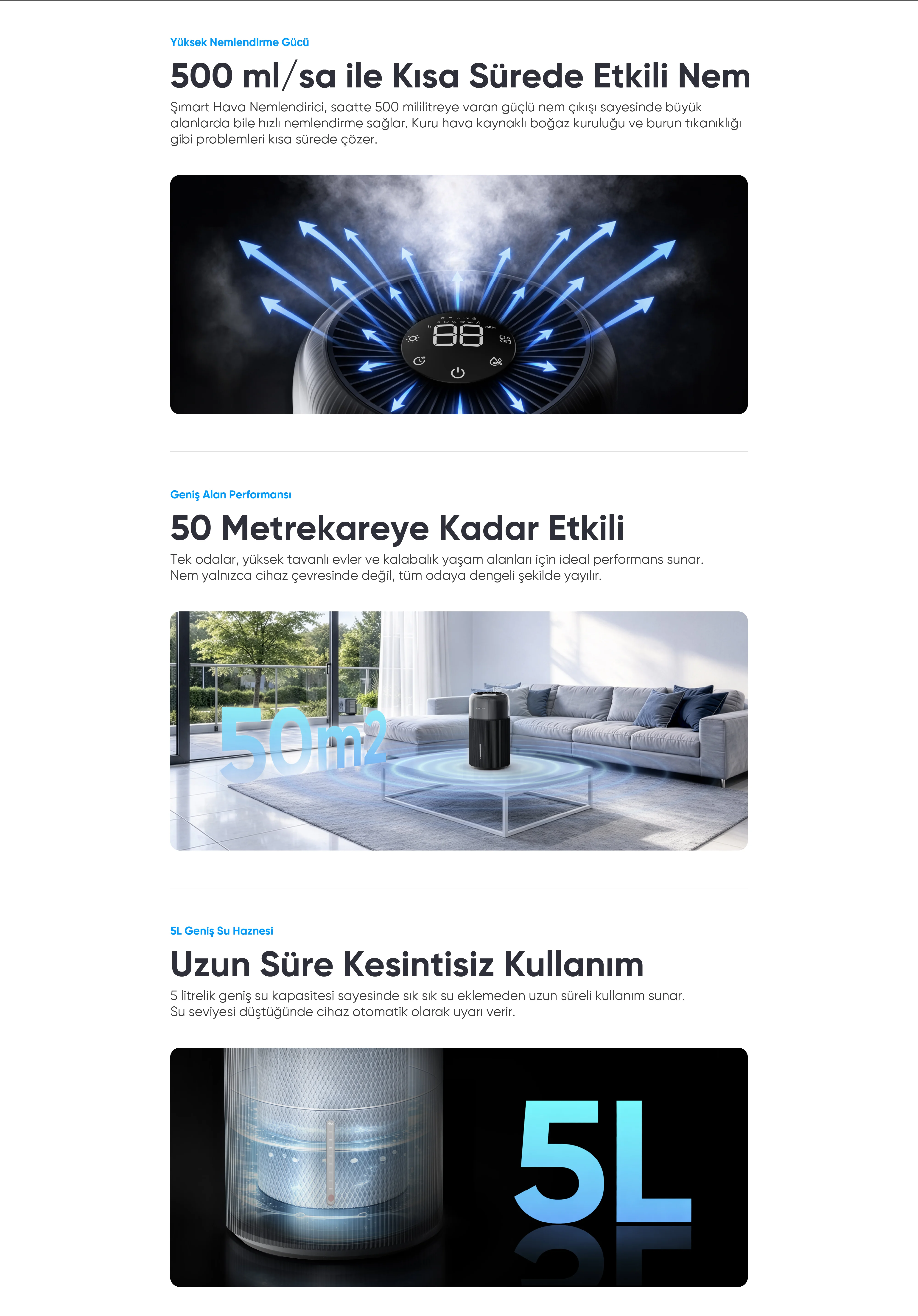 Akıllı Hava Nemlendirici - hava nemlendirme cihazı, hava nemlendirici, buhar makinesi