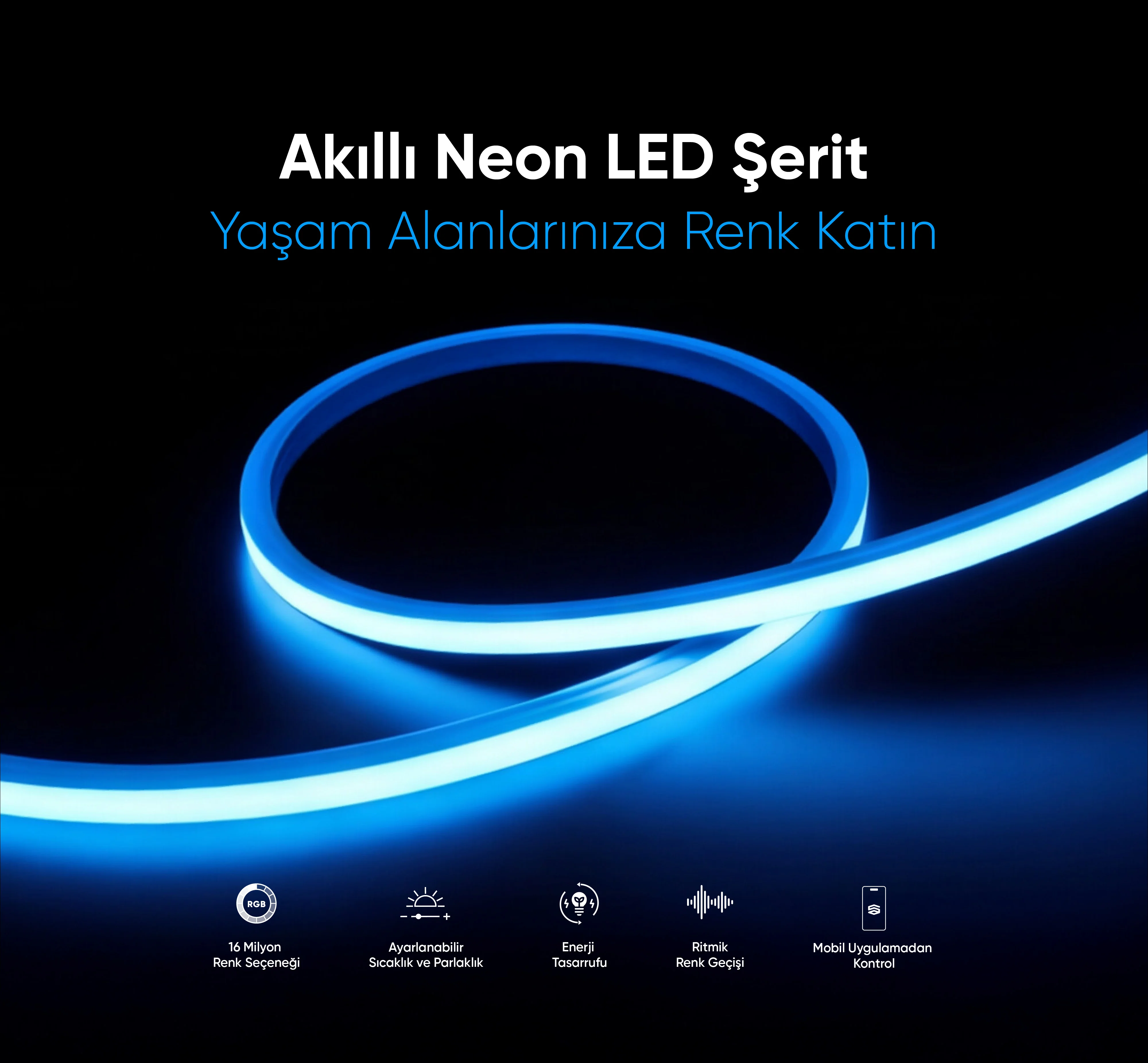 Akıllı Neon LED Şerit (5m) - Akıllı Neon LED Şerit (5m), Akıllı ev cihazı, IoT teknolojisi, Akıllı telefon kontrolü, Enerji tasarrufu IoT, Güvenlik IoT ürünü, Akıllı yaşam teknolojisi, Evinizi akıllandırın, IoT ile akıllı ev, Akıllı ev otomasyonu