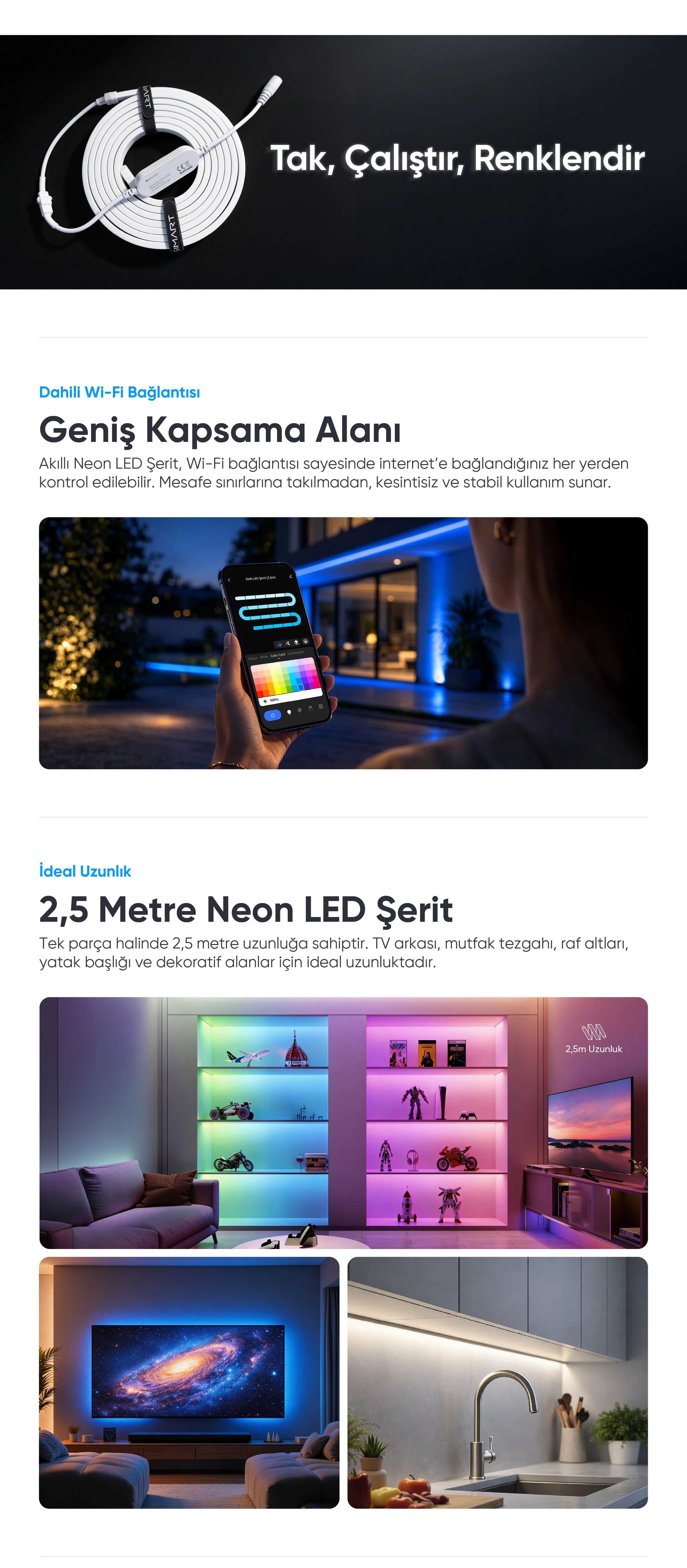 Akıllı Neon LED Şerit (2.5m) - Akıllı Neon LED Şerit (2.5m), Akıllı ev cihazı, IoT teknolojisi, Akıllı telefon kontrolü, Enerji tasarrufu IoT, Güvenlik IoT ürünü, Akıllı yaşam teknolojisi, Evinizi akıllandırın, IoT ile akıllı ev, Akıllı ev otomasyonu