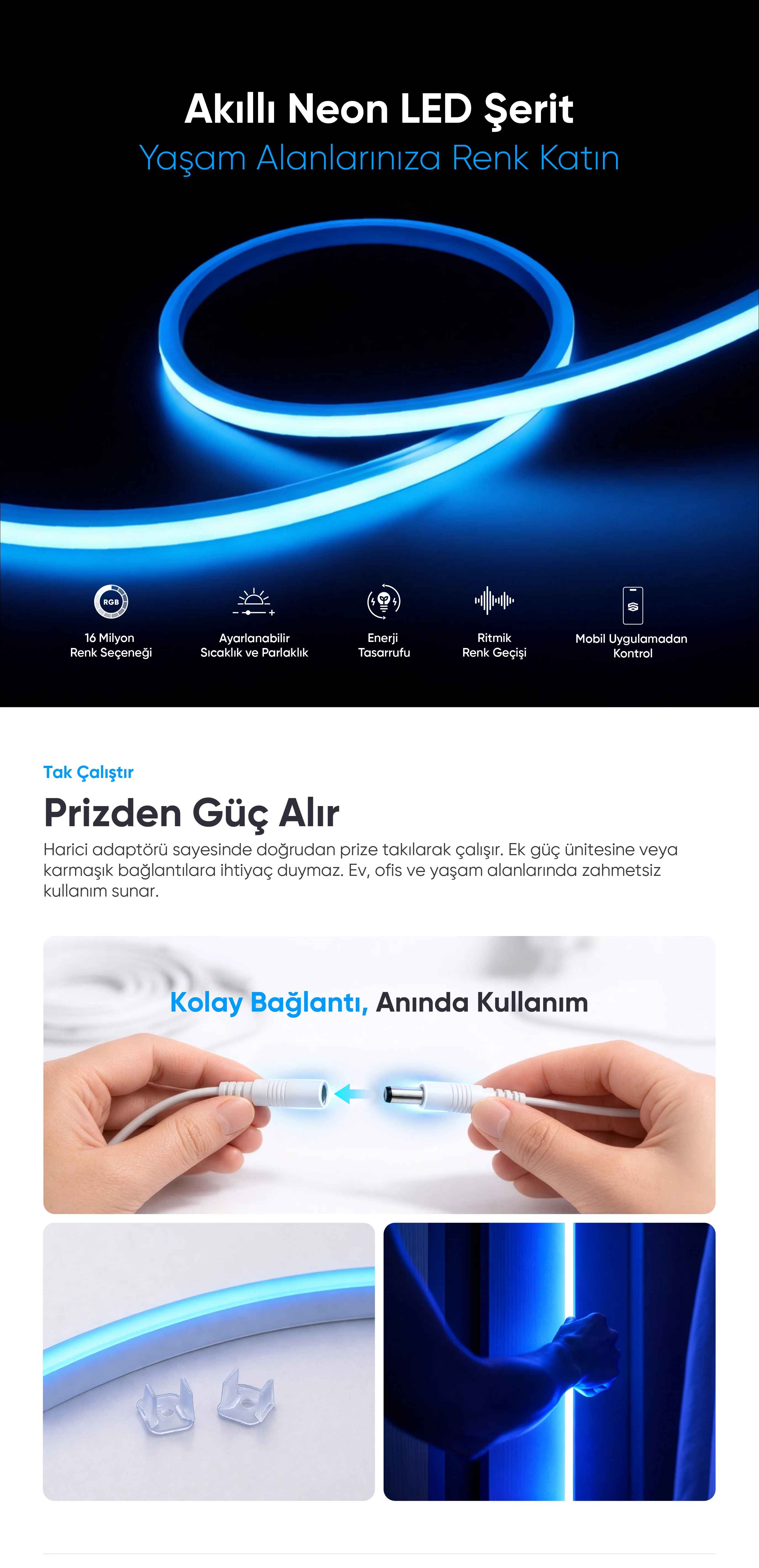 Akıllı Neon LED Şerit (5m) - Akıllı Neon LED Şerit (5m), Akıllı ev cihazı, IoT teknolojisi, Akıllı telefon kontrolü, Enerji tasarrufu IoT, Güvenlik IoT ürünü, Akıllı yaşam teknolojisi, Evinizi akıllandırın, IoT ile akıllı ev, Akıllı ev otomasyonu