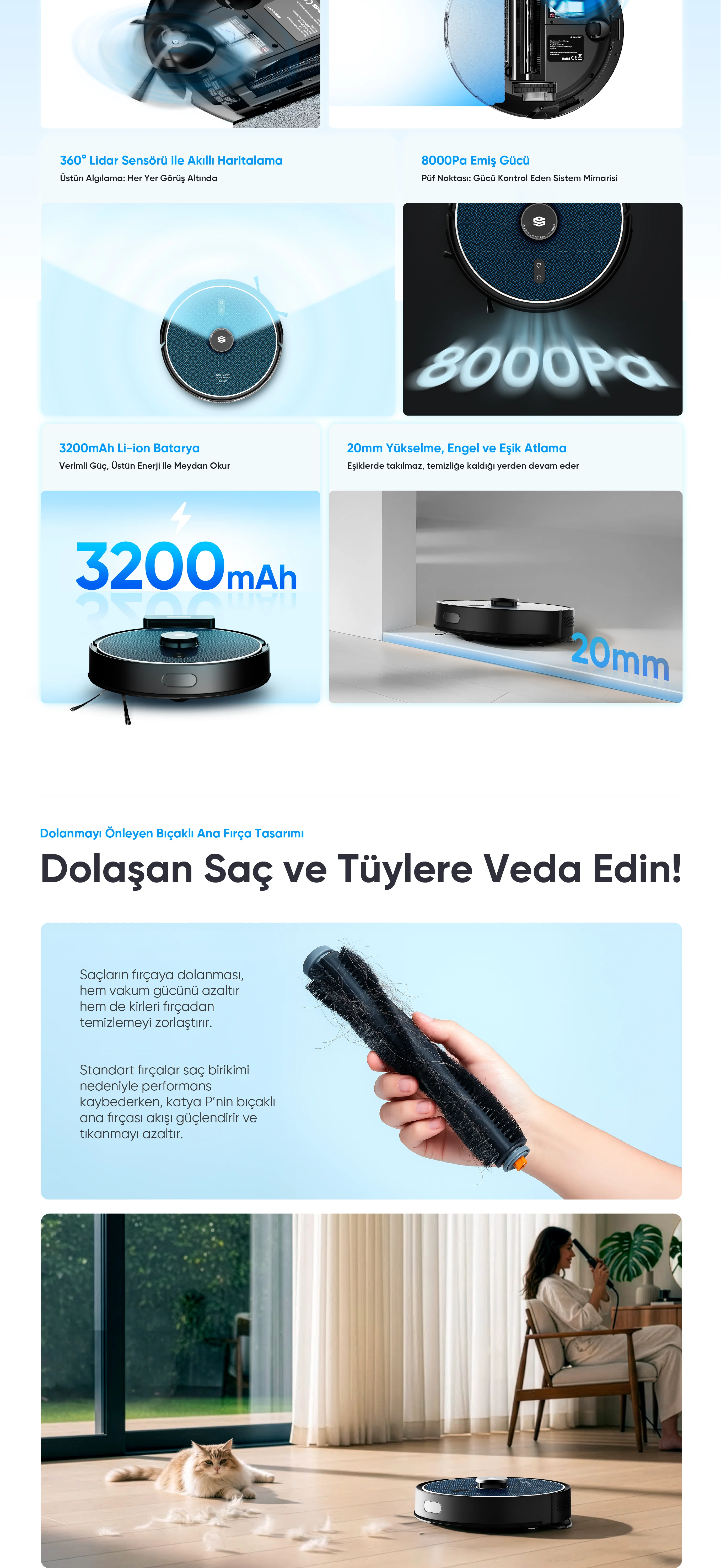 katya P Akıllı Robot Süpürge - en çok satan robot süpürge, kedi tüyleri için robot süpürge, evcil hayvan tüylerini en iyi temizleyen robot süpürge, robot süpürge önerisi
