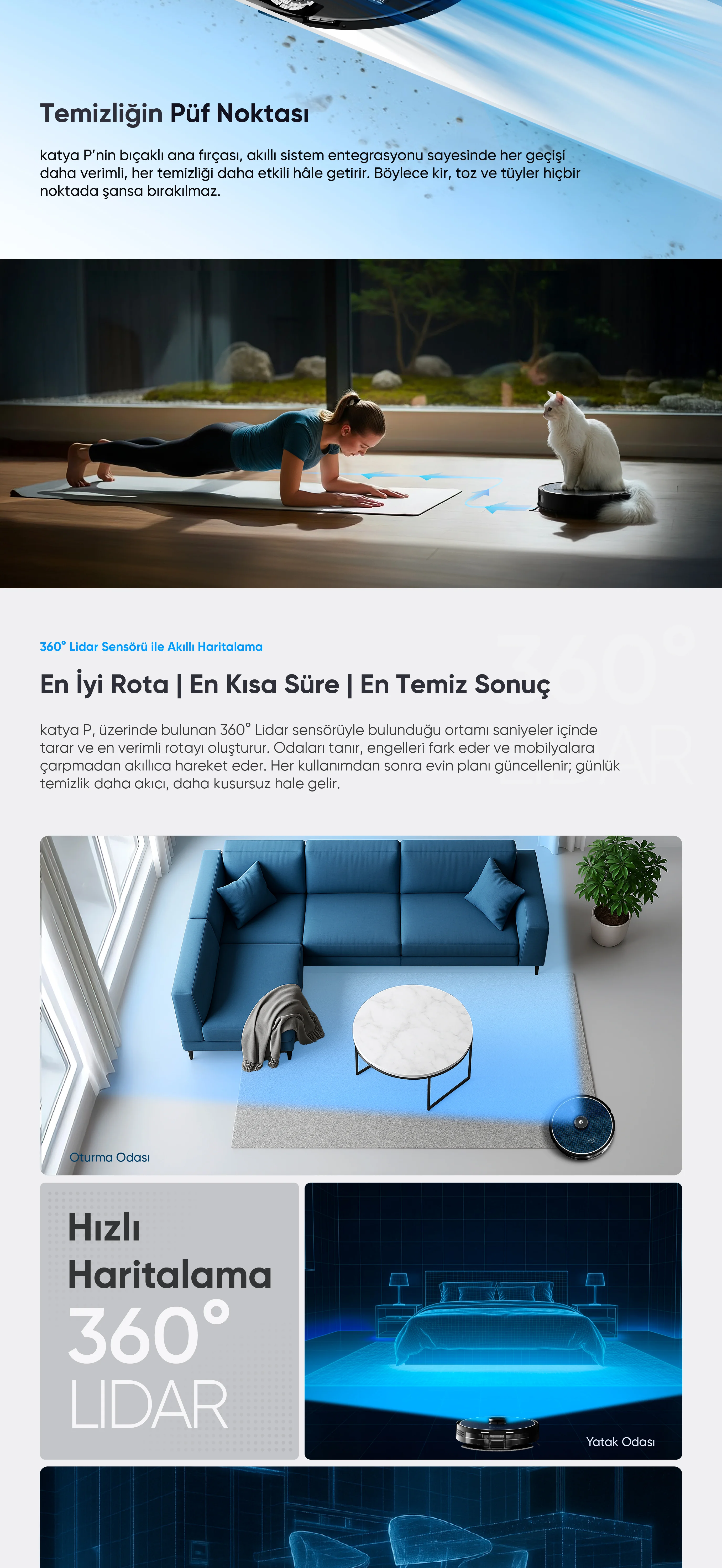 katya P Akıllı Robot Süpürge - en çok satan robot süpürge, kedi tüyleri için robot süpürge, evcil hayvan tüylerini en iyi temizleyen robot süpürge, robot süpürge önerisi