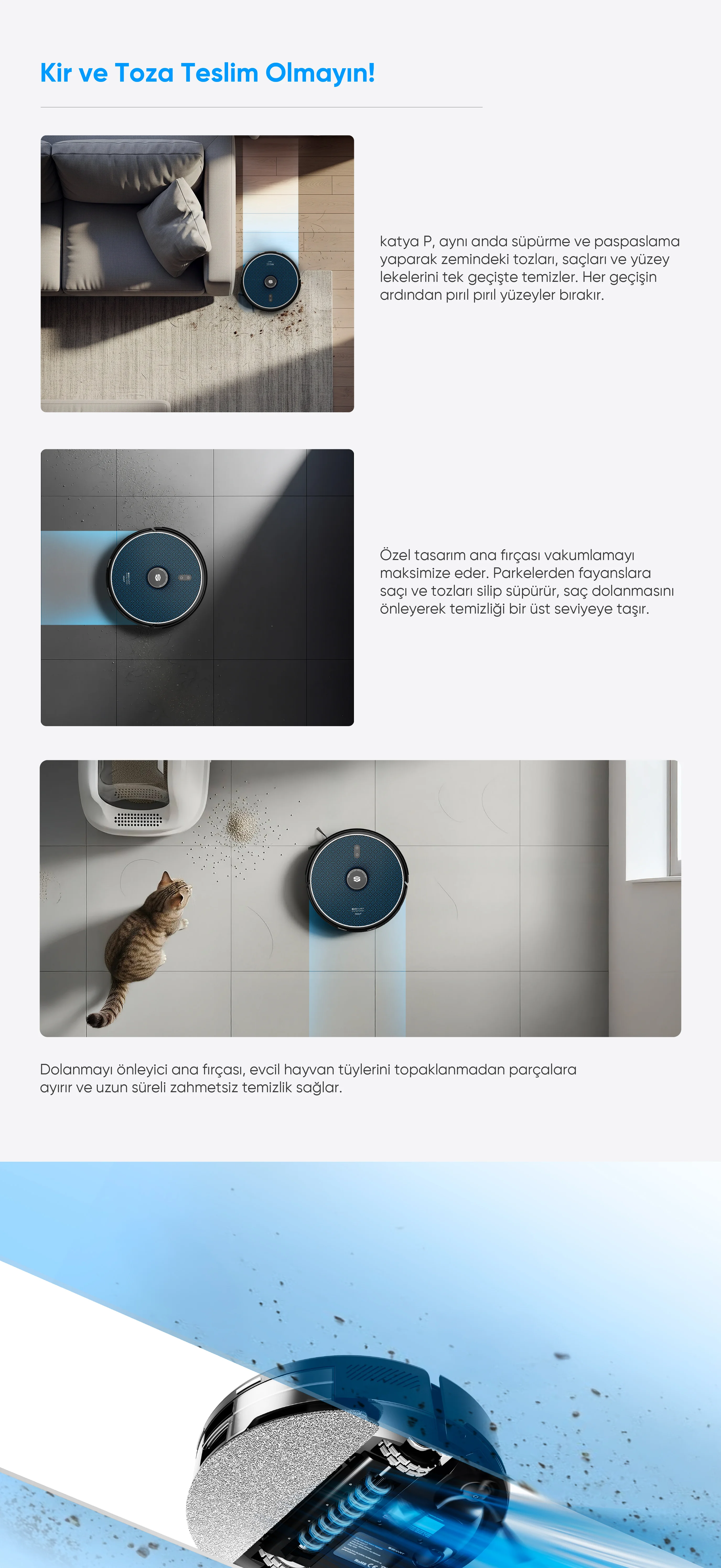 katya P Akıllı Robot Süpürge - en çok satan robot süpürge, kedi tüyleri için robot süpürge, evcil hayvan tüylerini en iyi temizleyen robot süpürge, robot süpürge önerisi