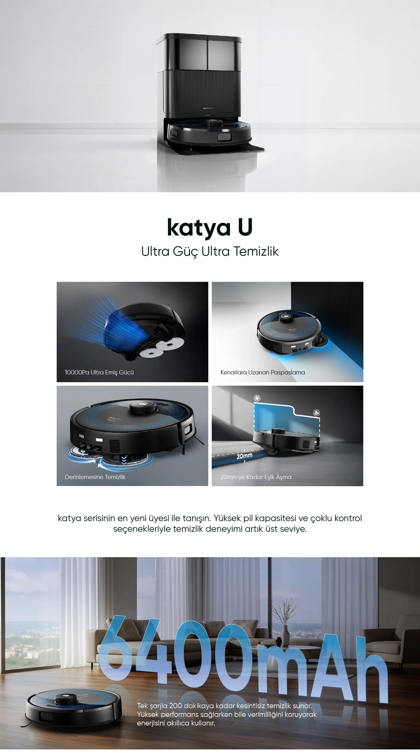 katya U Akıllı Robot Süpürge - son model robot süpürge, en çok satan robot süpürge, paspas atan robot süpürge, en iyi robot süpürge markası