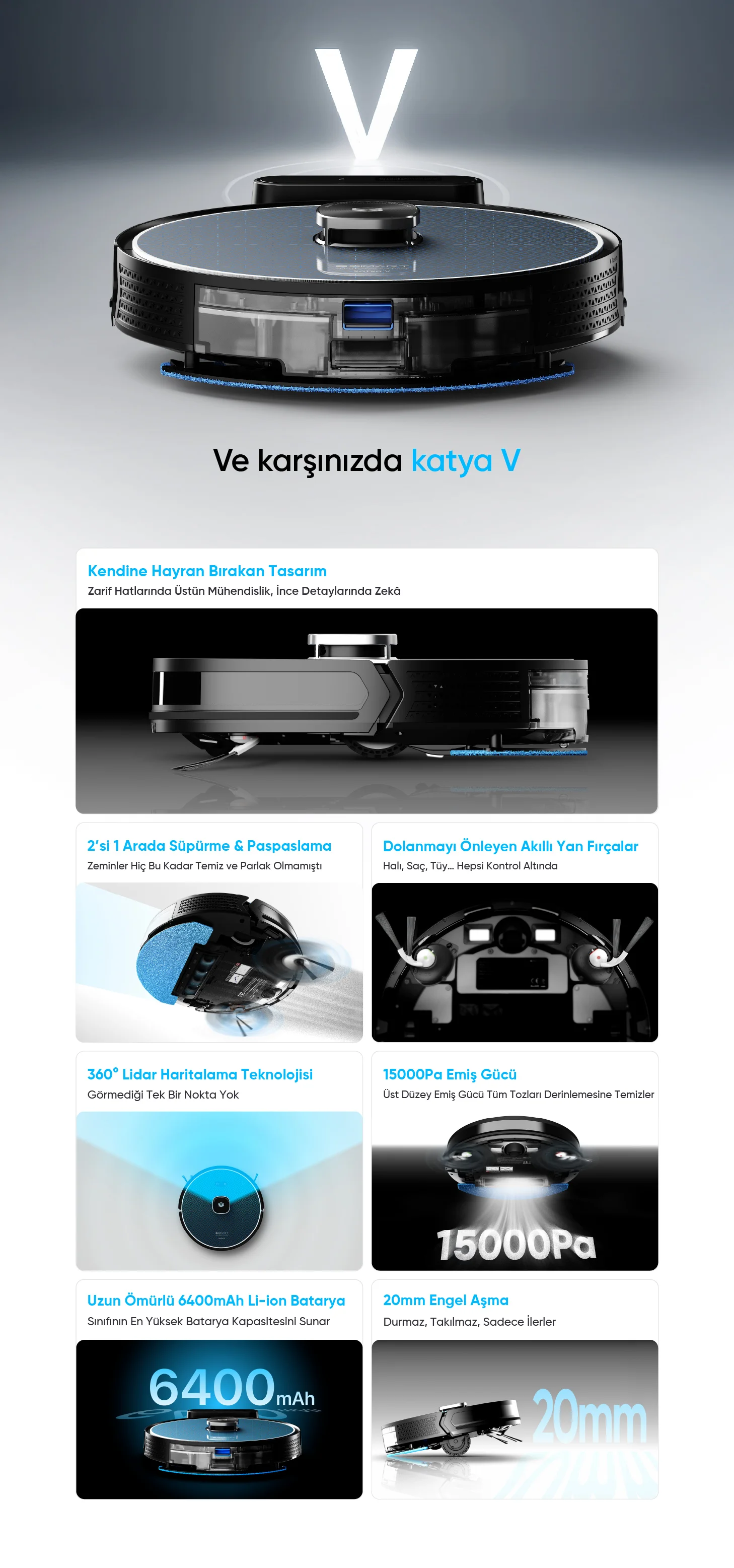katya V Akıllı Robot Süpürge - katya robot süpürge, fiyat performans robot süpürge, uygun fiyatlı robot süpürge, büyük evler için robot süpürge