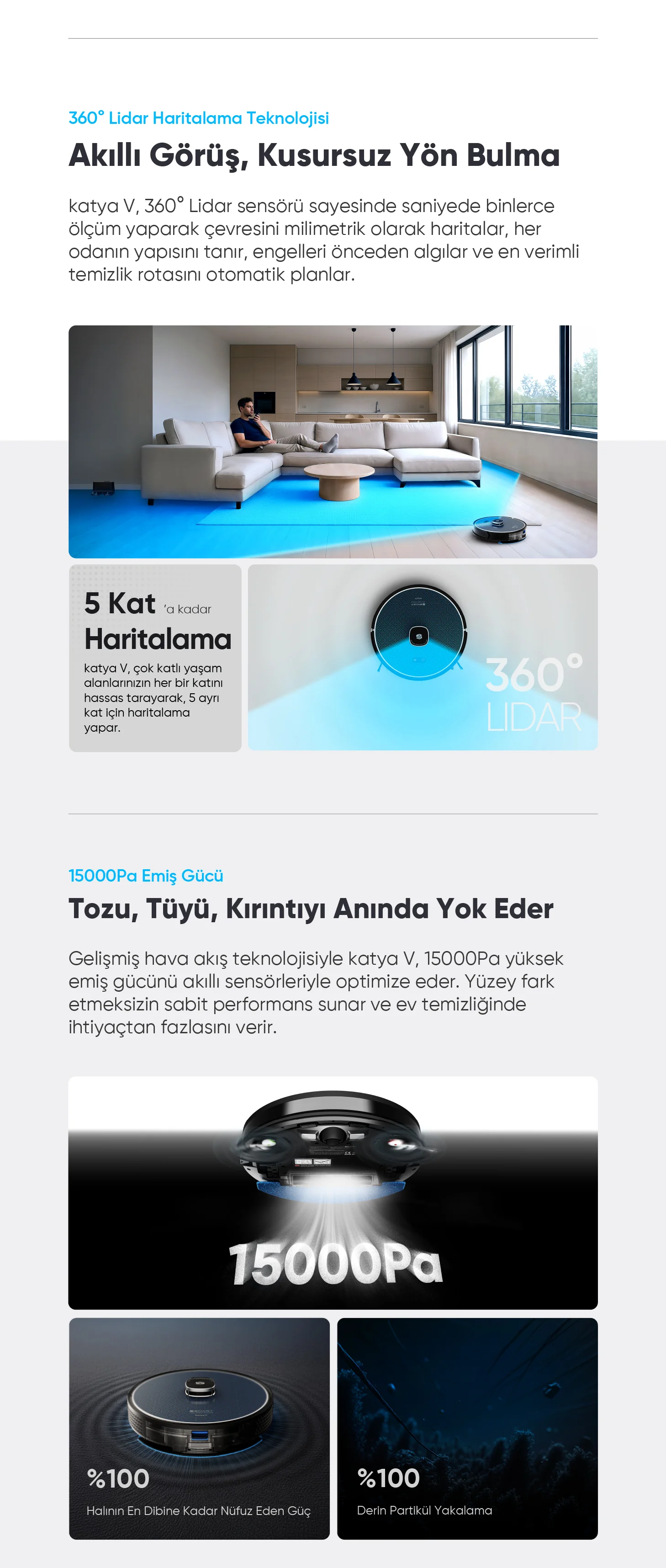 katya V Akıllı Robot Süpürge - katya robot süpürge, fiyat performans robot süpürge, uygun fiyatlı robot süpürge, büyük evler için robot süpürge