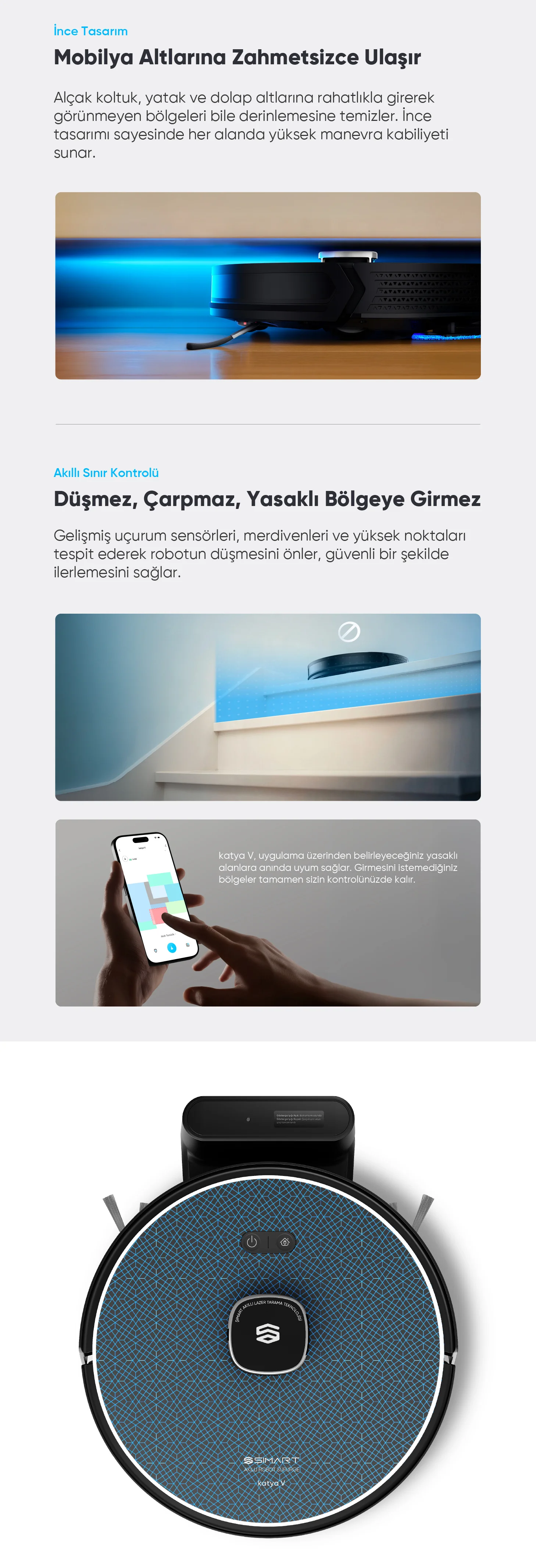 katya V Akıllı Robot Süpürge - katya robot süpürge, fiyat performans robot süpürge, uygun fiyatlı robot süpürge, büyük evler için robot süpürge