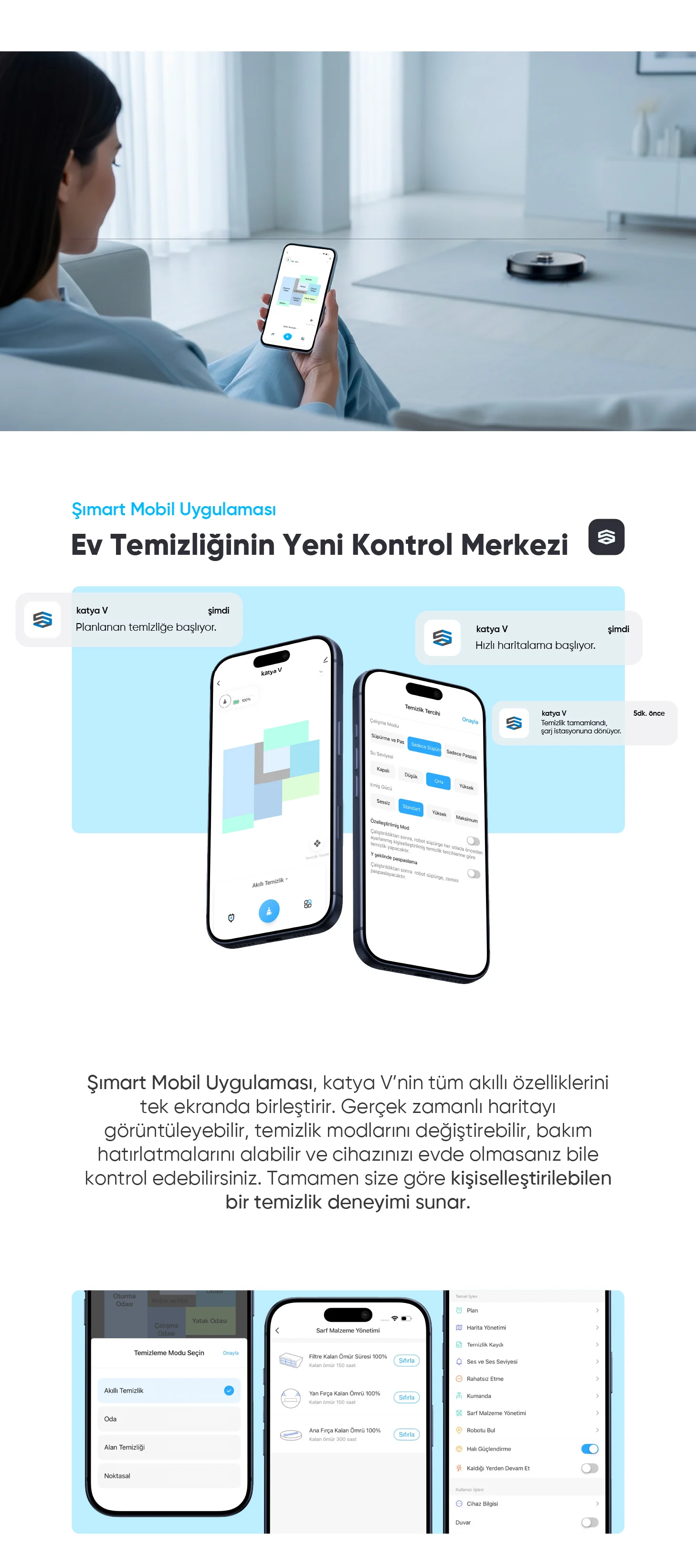 katya V Akıllı Robot Süpürge - katya robot süpürge, fiyat performans robot süpürge, uygun fiyatlı robot süpürge, büyük evler için robot süpürge