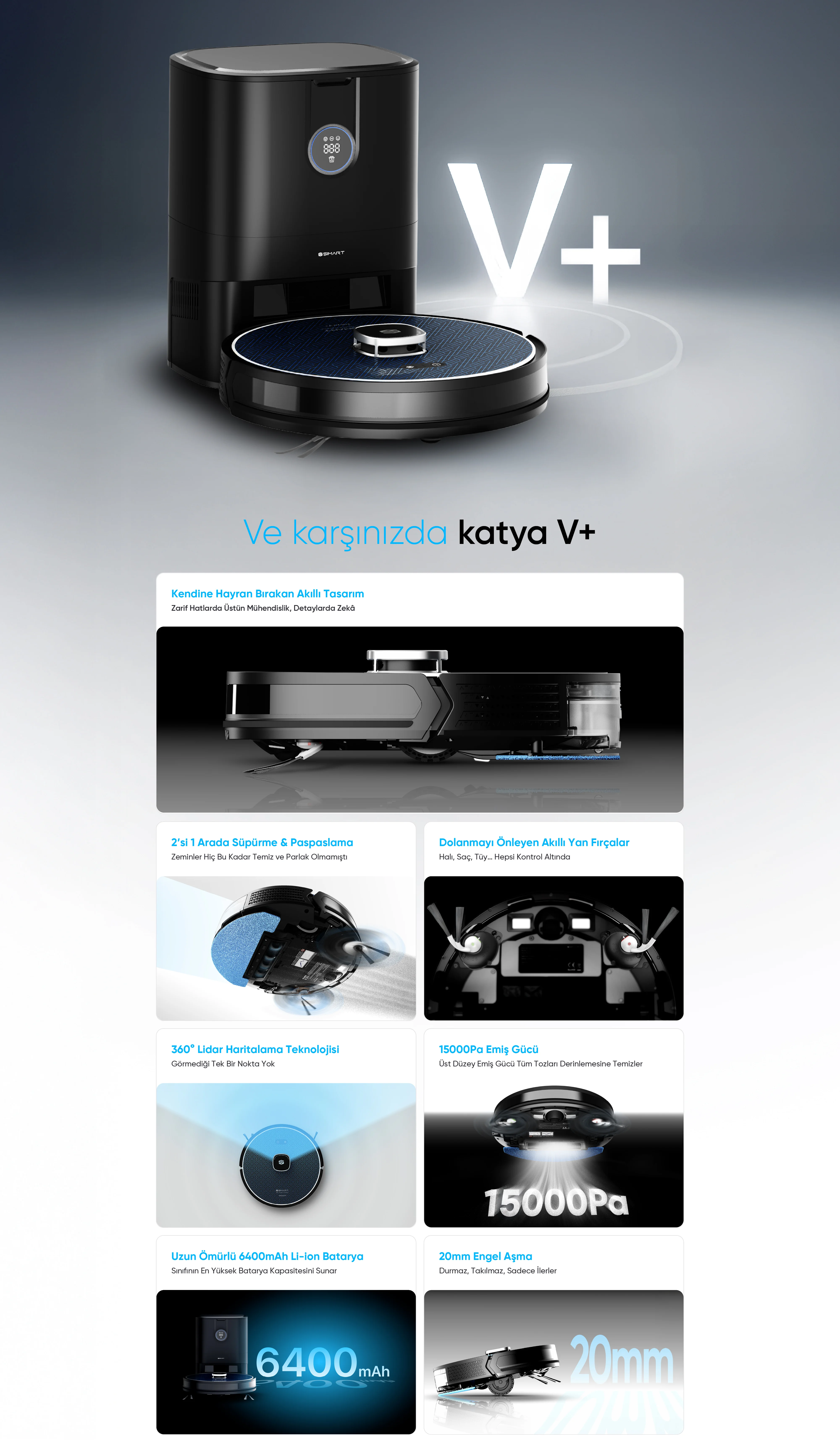 katya V+ Akıllı Robot Süpürge - istasyonlu robot süpürge, toz torbalı robot süpürge, toz boşaltan robot süpürge, en iyi robot süpürge