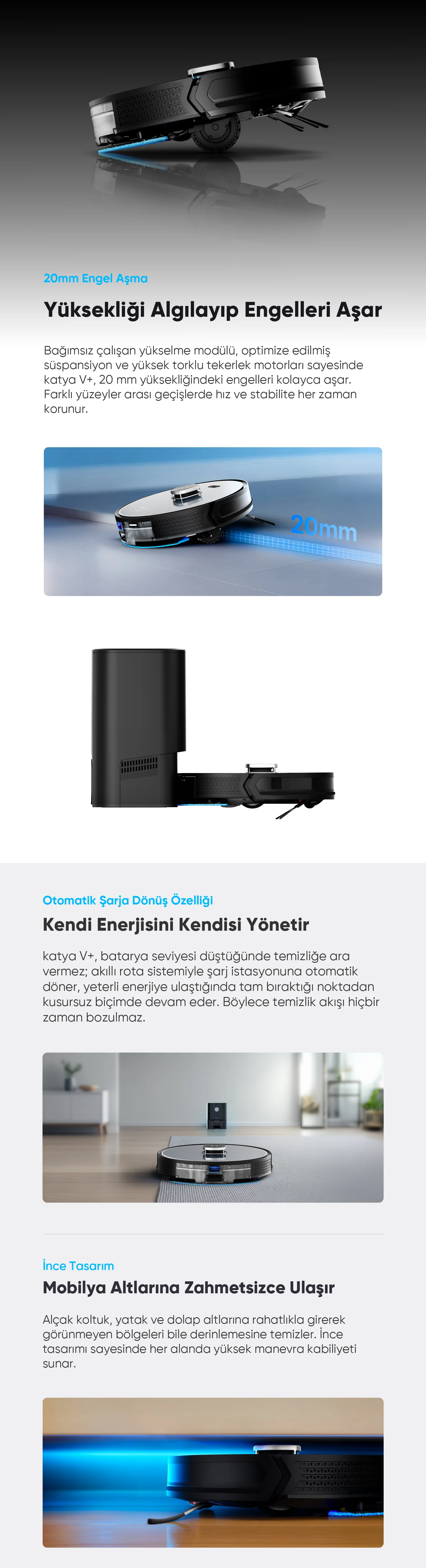 katya V+ Akıllı Robot Süpürge - istasyonlu robot süpürge, toz torbalı robot süpürge, toz boşaltan robot süpürge, en iyi robot süpürge