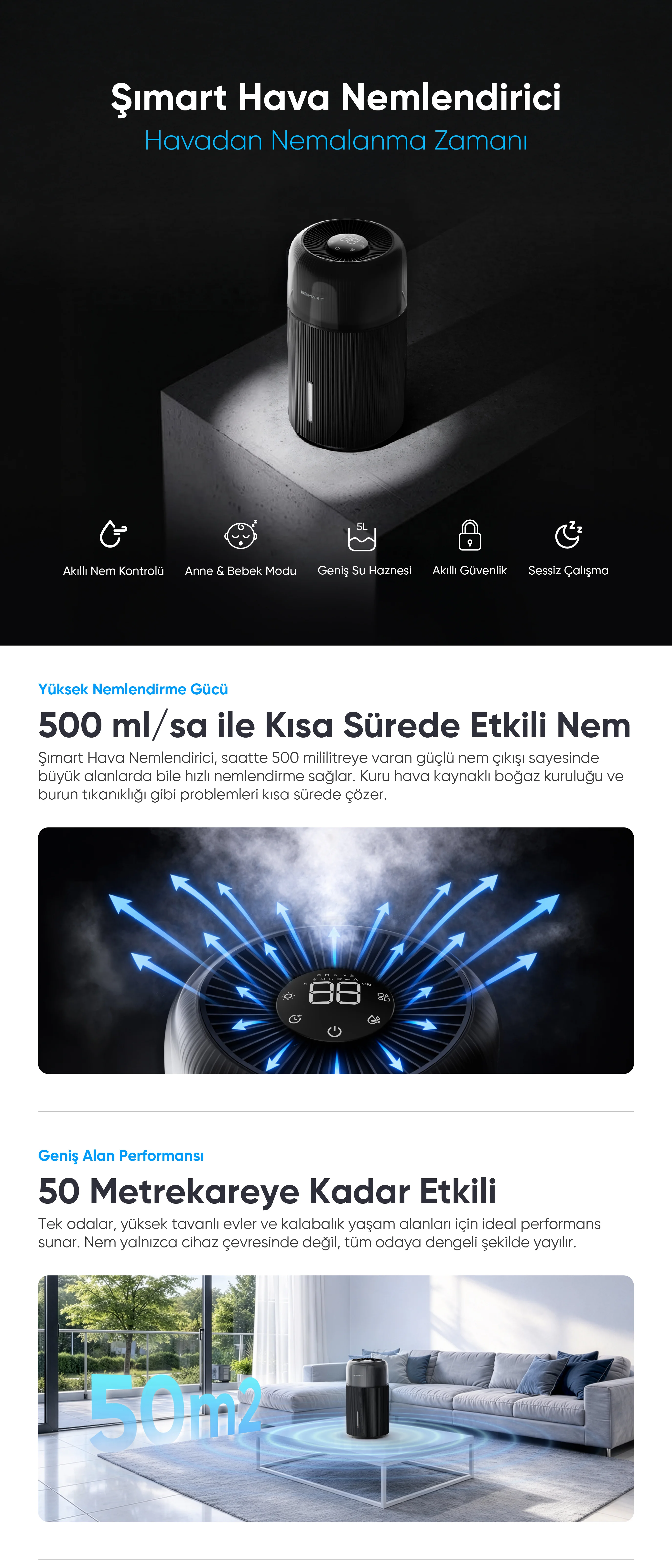 Akıllı Hava Nemlendirici - hava nemlendirme cihazı, hava nemlendirici, buhar makinesi