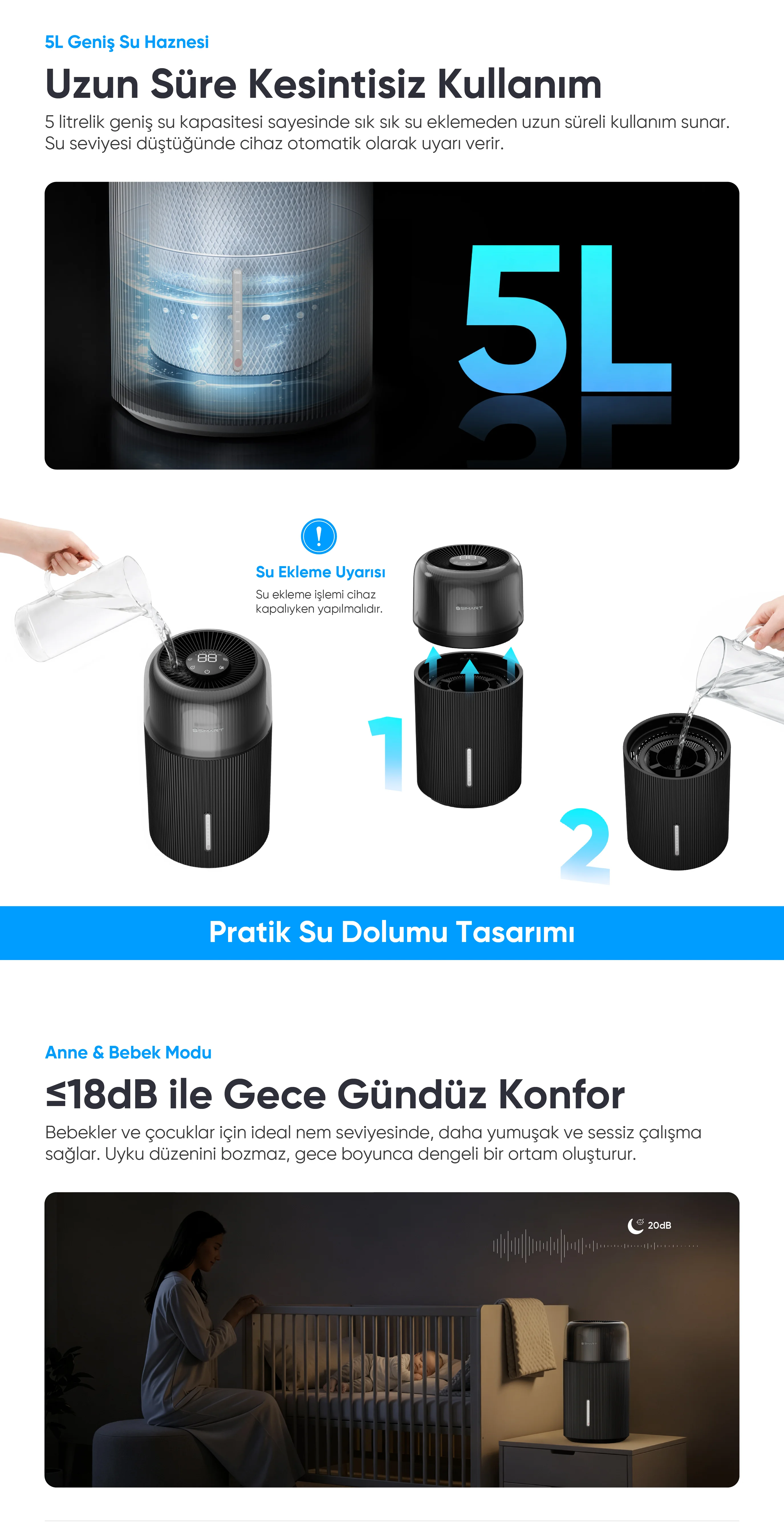 Akıllı Hava Nemlendirici - hava nemlendirme cihazı, hava nemlendirici, buhar makinesi