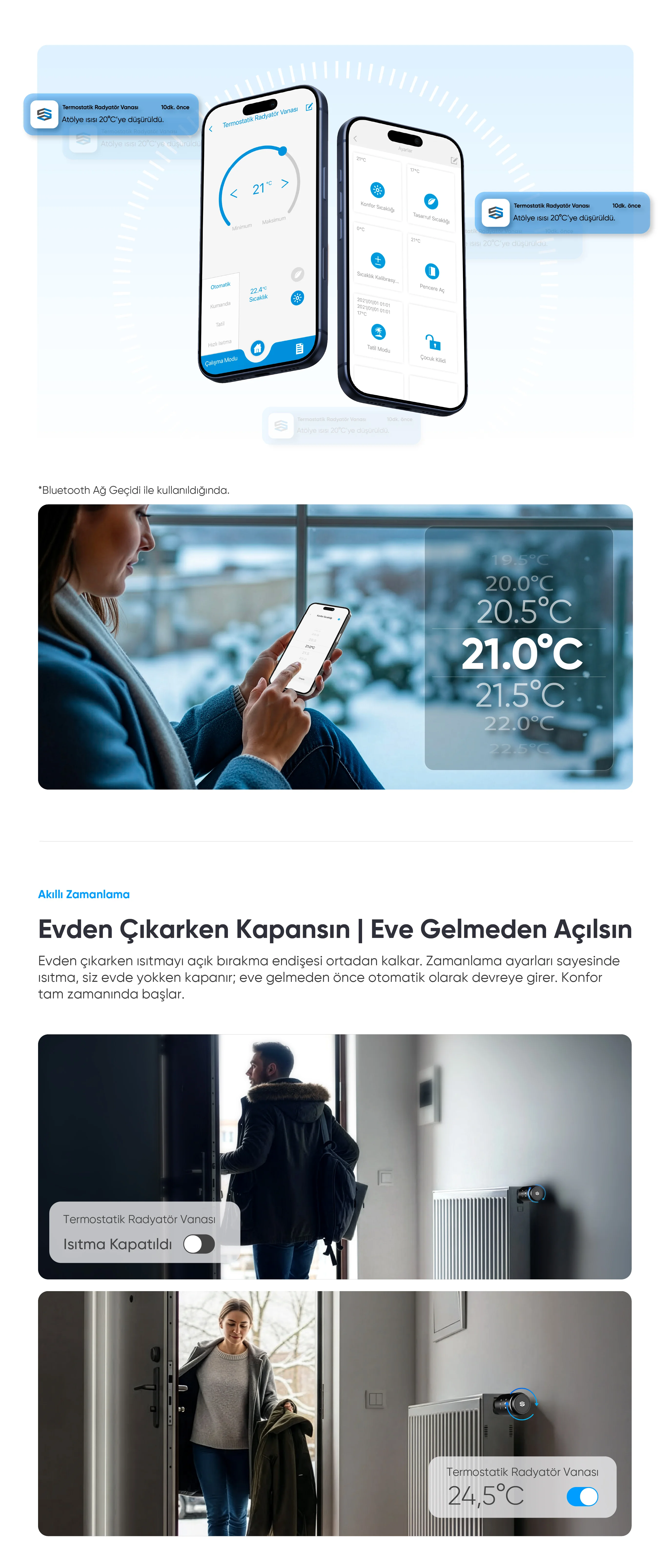 Termostatik Radyatör Vanası (BLE) - Termostatik Radyatör Vanası (BLE), Akıllı ev cihazı, IoT teknolojisi, Akıllı telefon kontrolü, Enerji tasarrufu IoT, Güvenlik IoT ürünü, Akıllı yaşam teknolojisi, Evinizi akıllandırın, IoT ile akıllı ev, Akıllı ev otomasyonu