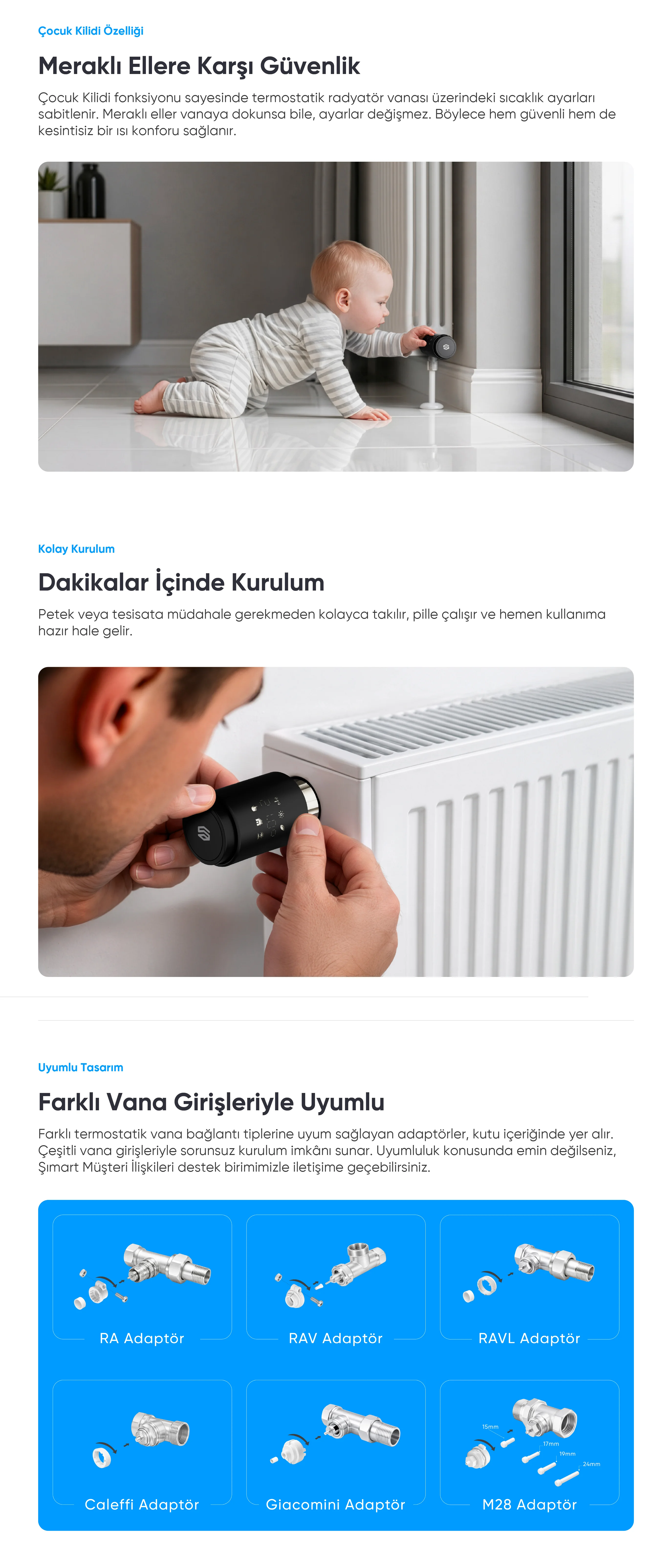 Termostatik Radyatör Vanası (BLE) - Termostatik Radyatör Vanası (BLE), Akıllı ev cihazı, IoT teknolojisi, Akıllı telefon kontrolü, Enerji tasarrufu IoT, Güvenlik IoT ürünü, Akıllı yaşam teknolojisi, Evinizi akıllandırın, IoT ile akıllı ev, Akıllı ev otomasyonu