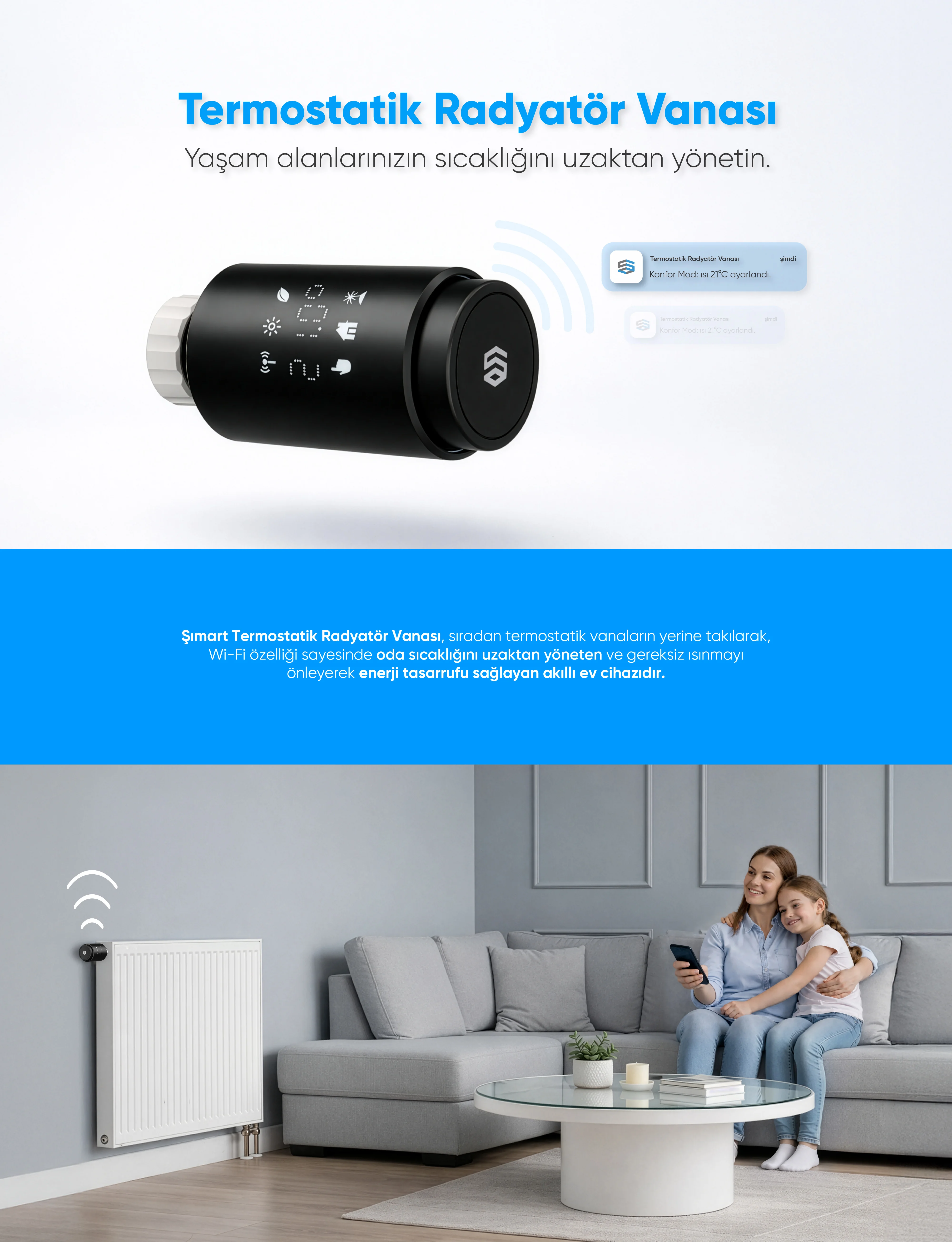 Termostatik Radyatör Vanası (Wi-Fi) - Termostatik Radyatör Vanası (Wi-Fi), Akıllı ev cihazı, IoT teknolojisi, Akıllı telefon kontrolü, Enerji tasarrufu IoT, Güvenlik IoT ürünü, Akıllı yaşam teknolojisi, Evinizi akıllandırın, IoT ile akıllı ev, Akıllı ev otomasyonu