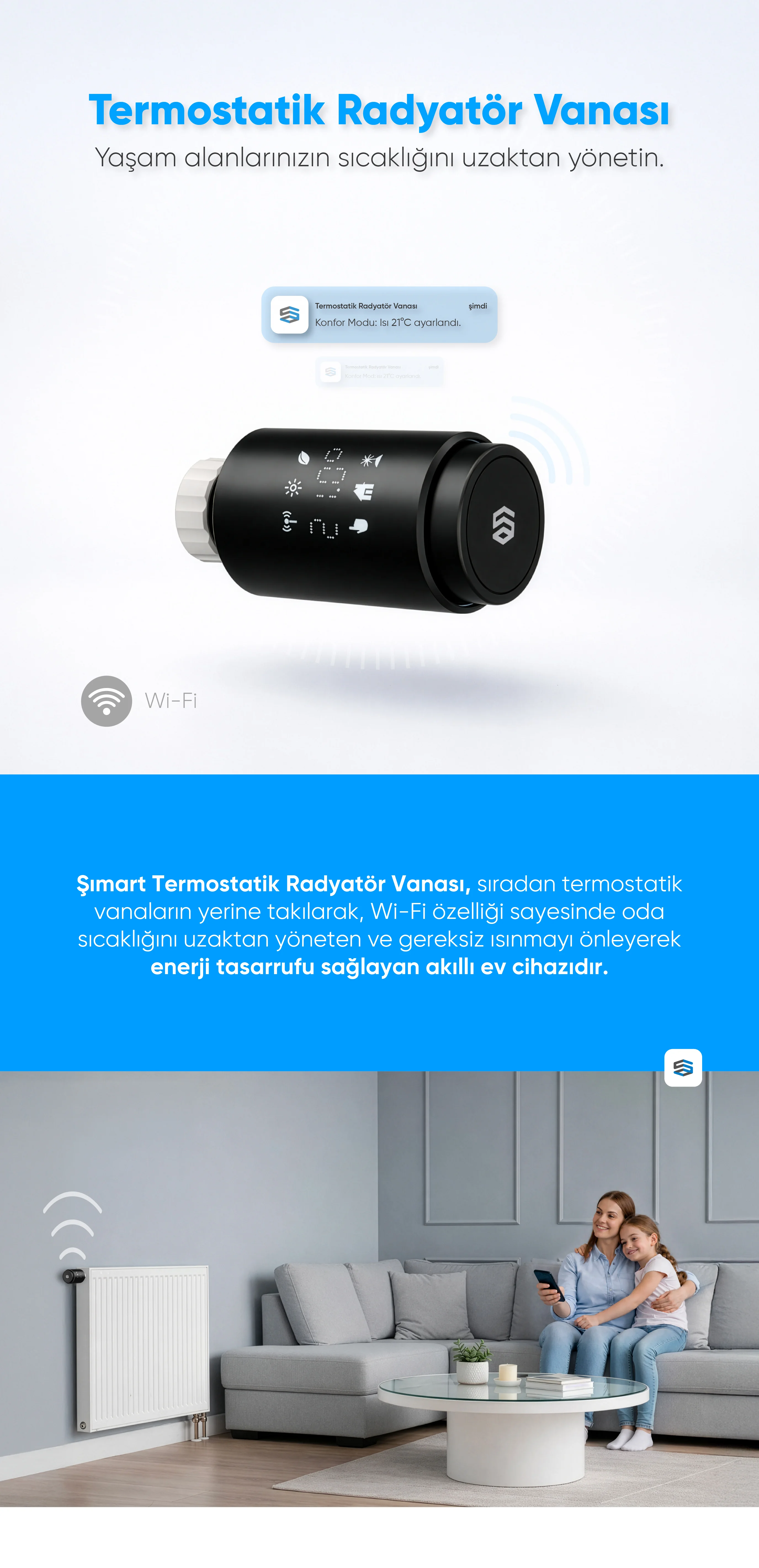 Termostatik Radyatör Vanası (Wi-Fi) - Termostatik Radyatör Vanası (Wi-Fi), Akıllı ev cihazı, IoT teknolojisi, Akıllı telefon kontrolü, Enerji tasarrufu IoT, Güvenlik IoT ürünü, Akıllı yaşam teknolojisi, Evinizi akıllandırın, IoT ile akıllı ev, Akıllı ev otomasyonu