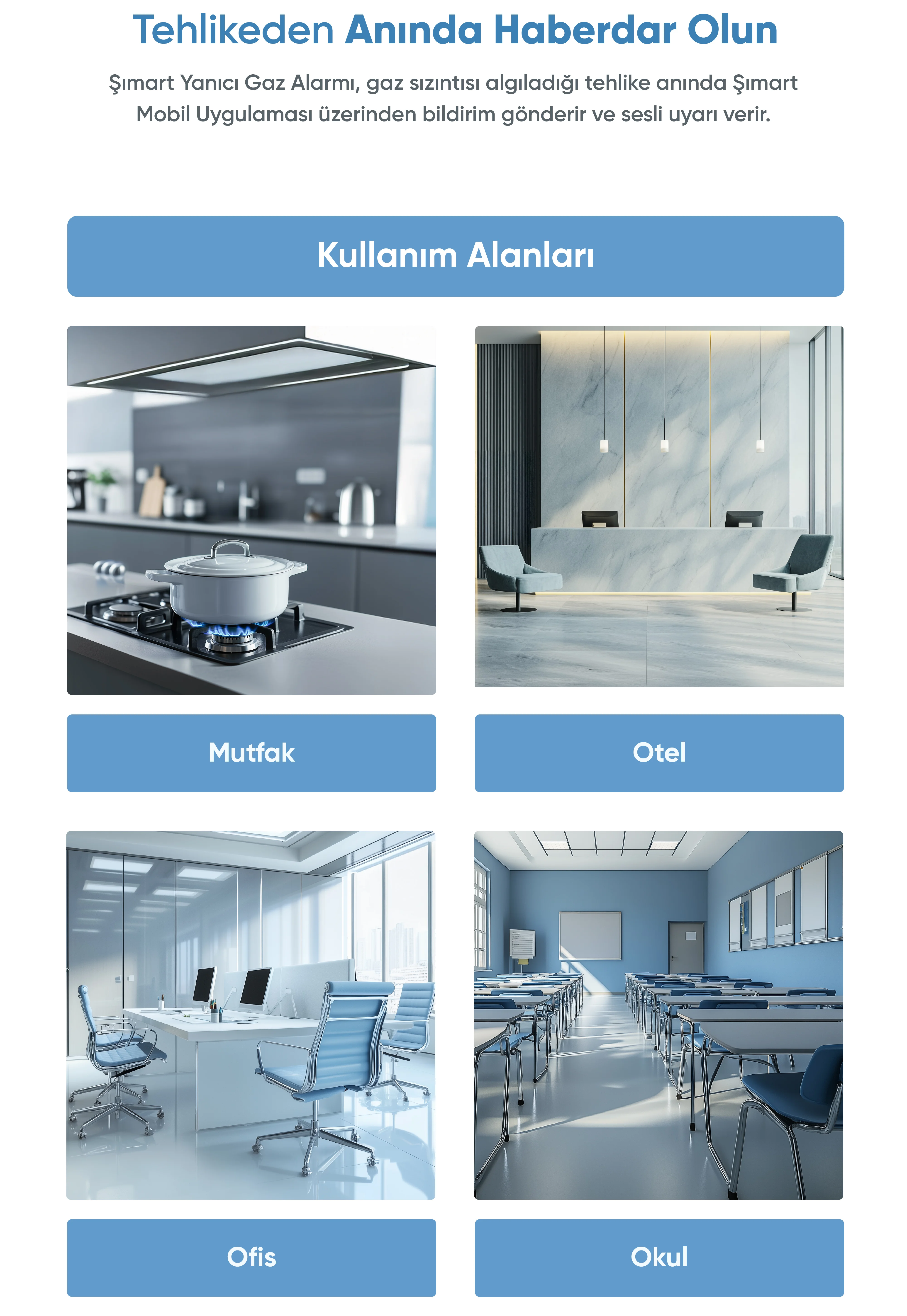 Yanıcı Gaz Alarmı - Yanıcı Gaz Alarmı, Akıllı ev cihazı, IoT teknolojisi, Akıllı telefon kontrolü, Enerji tasarrufu IoT, Güvenlik IoT ürünü, Akıllı yaşam teknolojisi, Evinizi akıllandırın, IoT ile akıllı ev, Akıllı ev otomasyonu