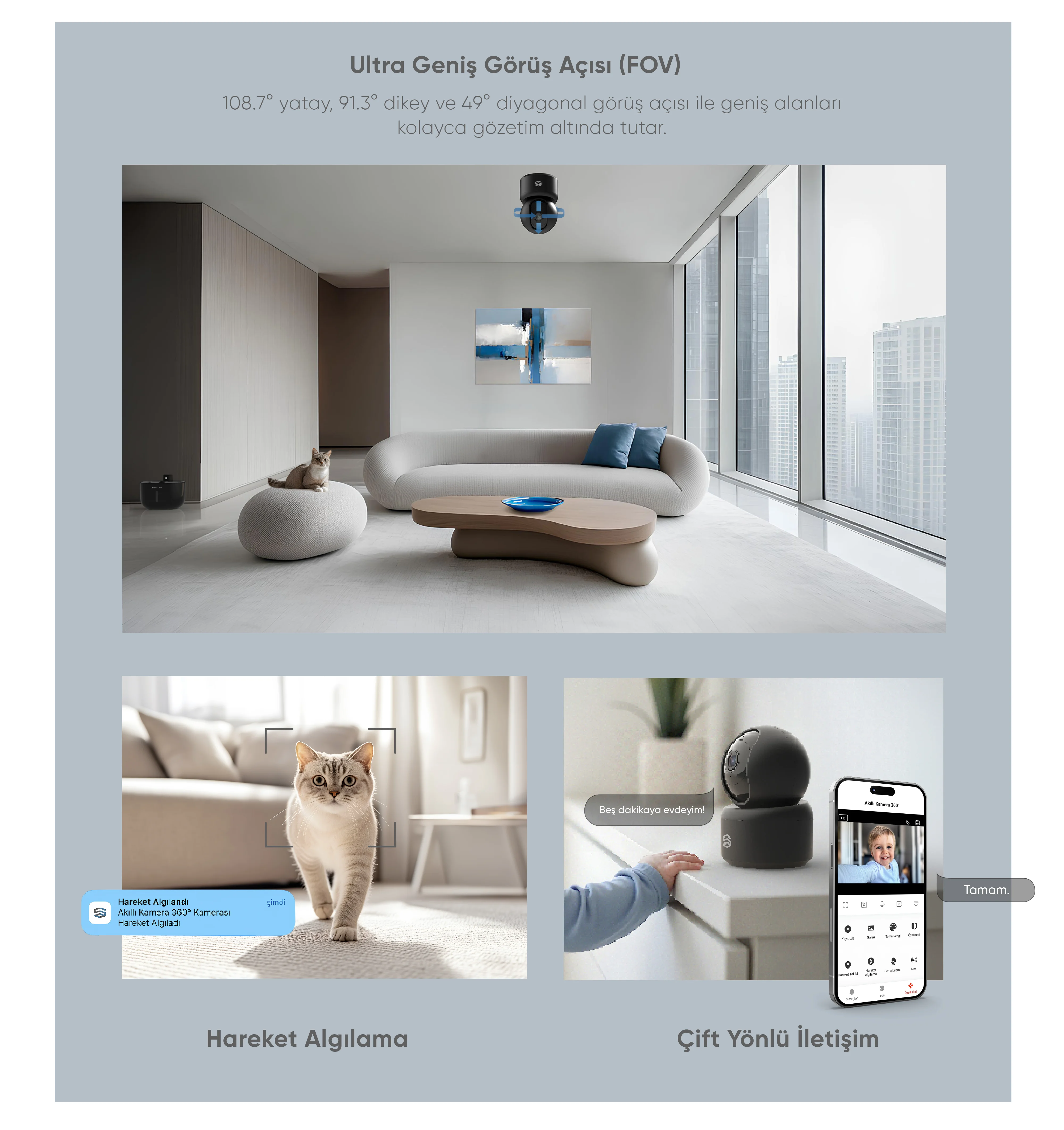 Akıllı Kamera 360° (3K - 1620p) - Akıllı Kamera 360° (3K - 1620p), Akıllı ev cihazı, IoT teknolojisi, Akıllı telefon kontrolü, Enerji tasarrufu IoT, Güvenlik IoT ürünü, Akıllı yaşam teknolojisi, Evinizi akıllandırın, IoT ile akıllı ev, Akıllı ev otomasyonu