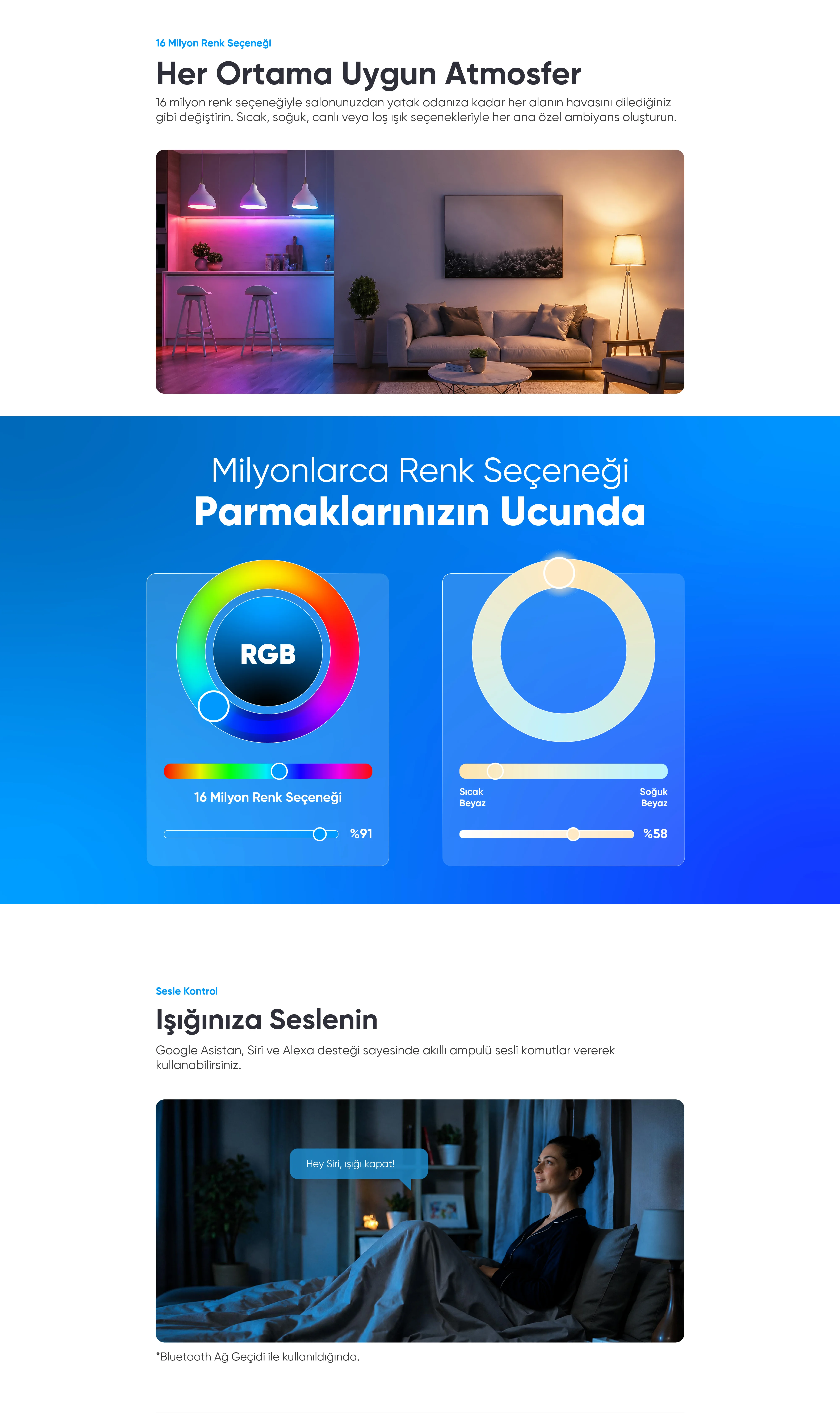 Akıllı Ampul (BLE) - akıllı ampul, rgb ampul, uzaktan kontrollü ampul, wifi ampul