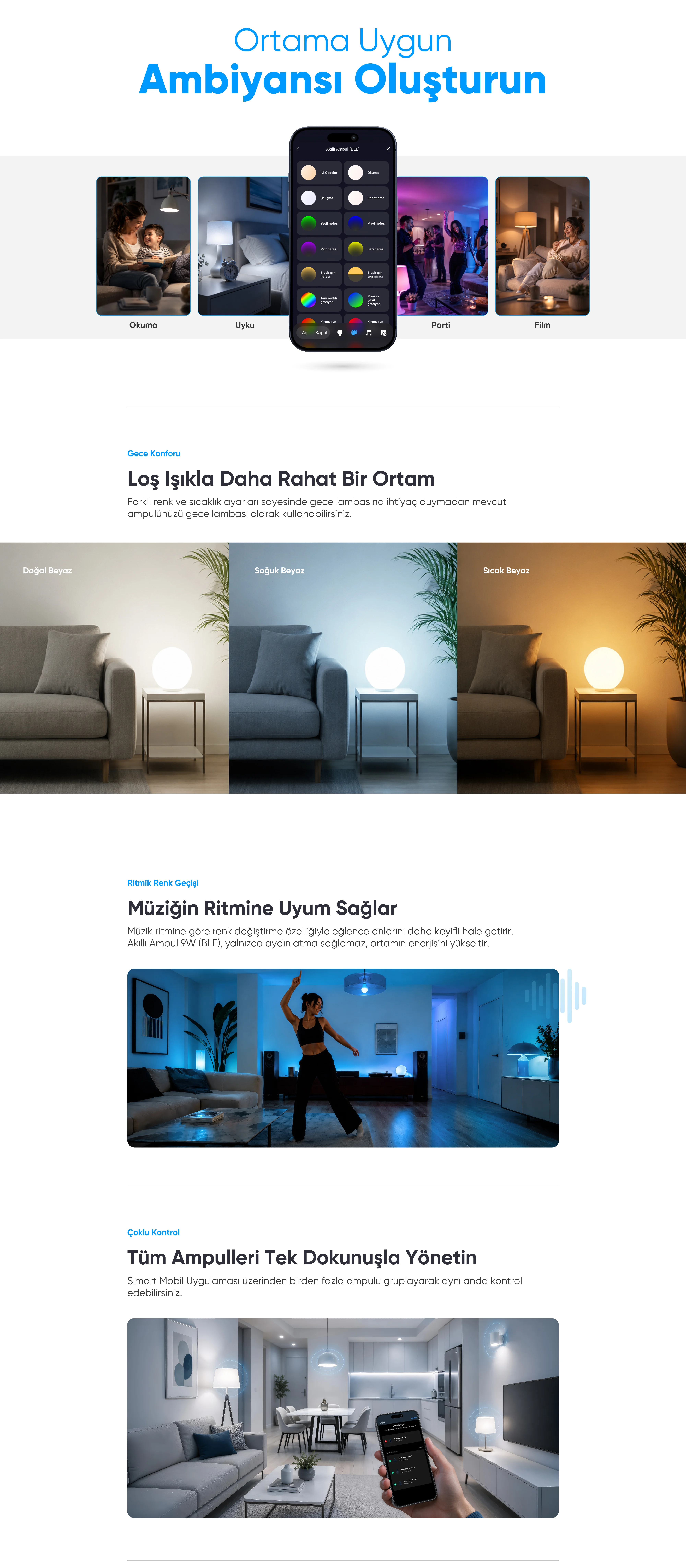 Akıllı Ampul (BLE) - akıllı ampul, rgb ampul, uzaktan kontrollü ampul, wifi ampul